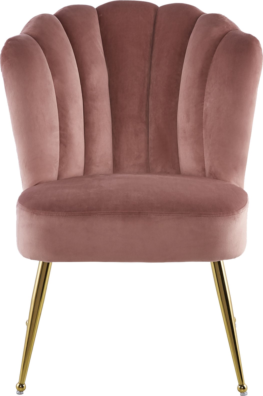 Kayoom Polsterstuhl »Stuhl Lalie 125, Rückenlehne im Retro-Stil, ausgefallene Rückenlehne« () 1 Stk.Rückenlehne in Muschel-Design, Samtbezug, goldene Metallbeine