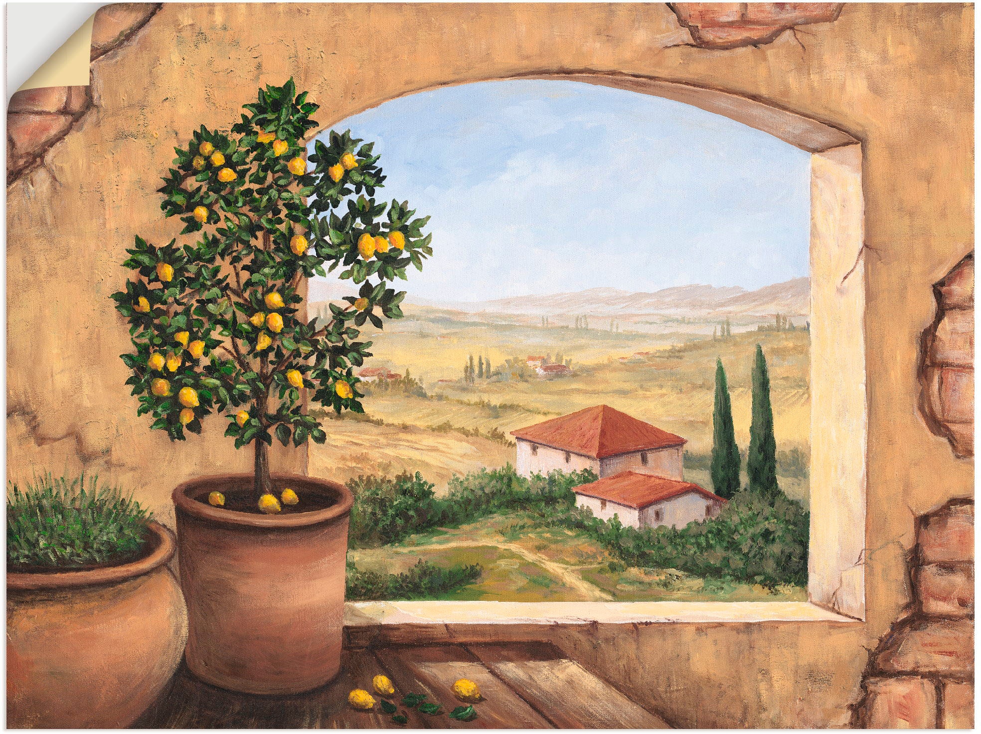günstig Wandbild St.), in kaufen versch. als Poster Grössen der Alubild, in Fensterblick, Toskana«, Leinwandbild, Artland Wandaufkleber oder (1 »Fenster
