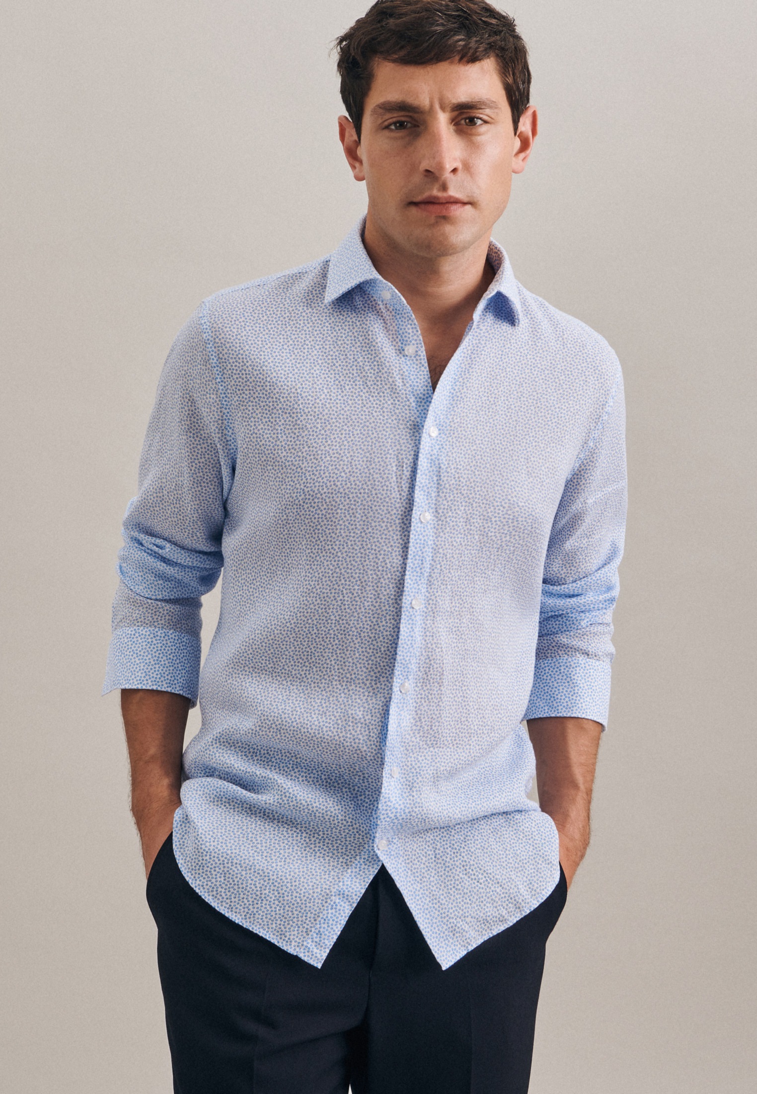 Image of seidensticker Leinenhemd »Slim«, Slim Langarm Kentkragen Druck bei Ackermann Versand Schweiz