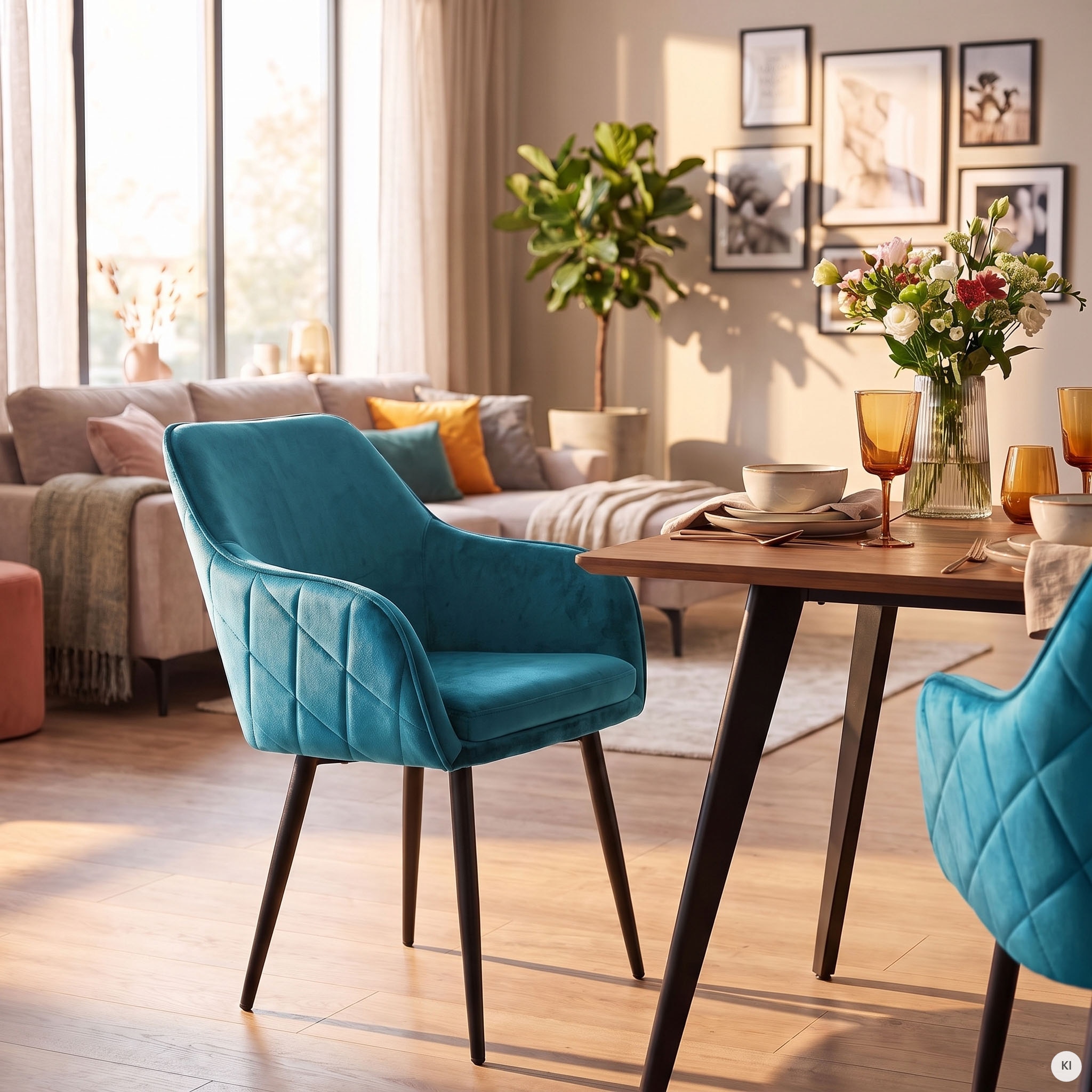 SalesFever Chaise avec accoudoirs »Komfortabler Esszimmerstuhl mit Stil« () avec matelassage diamant au dos