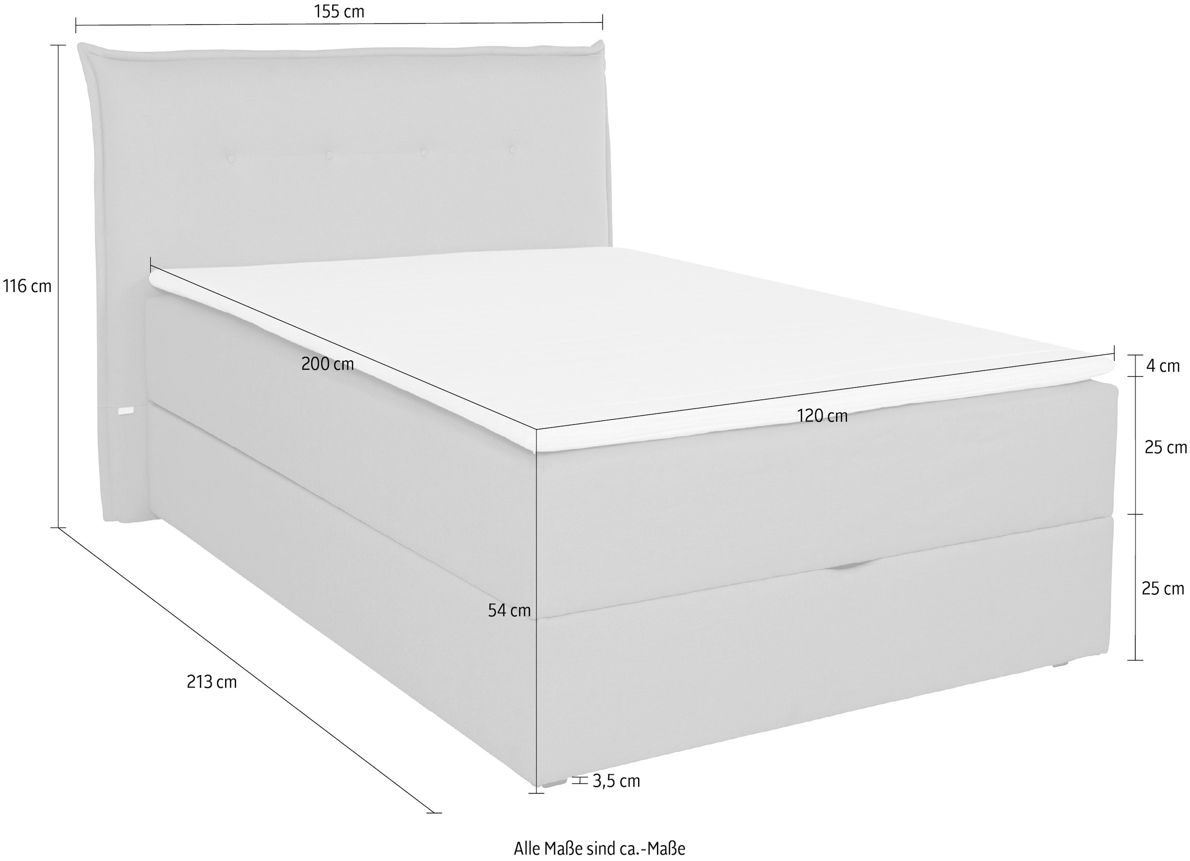 andas Boxbett »Kederleicht«, inklusive Bettkasten & Topper, in 4 Breiten und 2 Härtegraden
