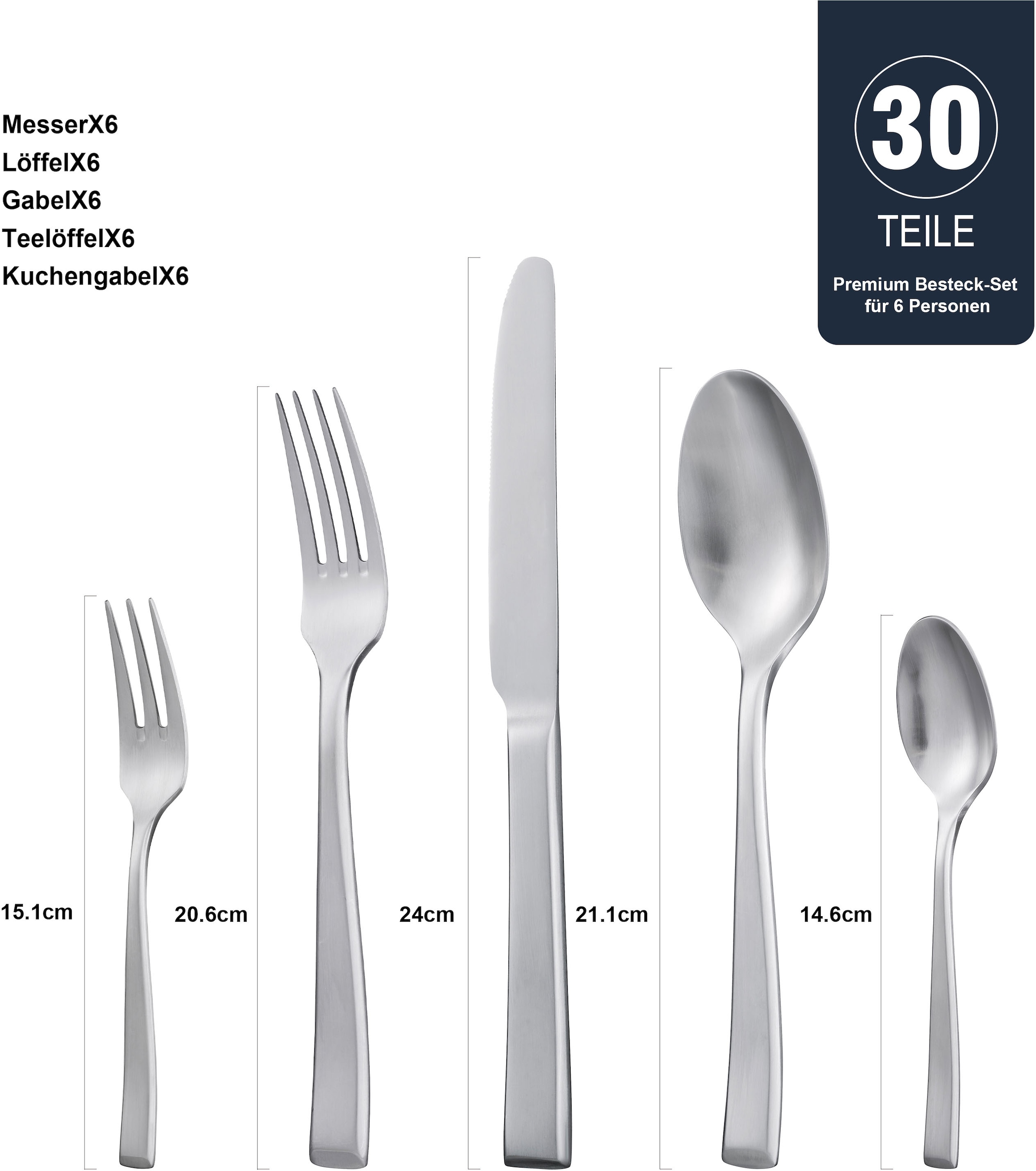 Hanseatic Set de couverts »PREMIUM« verstärktes Material und trapezförmiges Design am Griffende