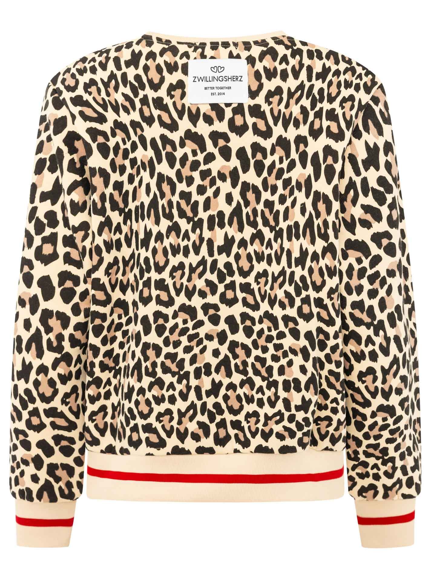 Zwillingsherz Sweatshirt »"Leo Love"«, Mini Me, Rundhals, elastische Bündchen, Leo-Allover, Herzpatch
