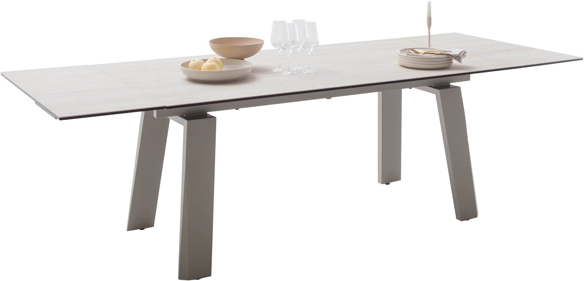 MCA furniture Table de salle à manger »Kalamata« 1 cuis tlg. Auszugstisch, Stirnauszug, Metallgestell, Keramik, Sicherheitsglas