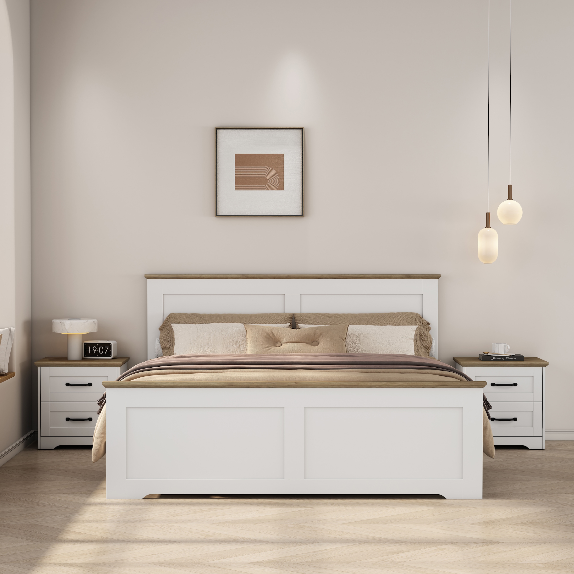 GOODproduct Nachtkommode »Emmilia Nachttisch Set im Landhaus Design« Schlafzimmer Kommoden Nachschrank im 2er Set, 2 Stk. tlg. 2 Schubladen je Nachttisch - viel Stauraum im Schlafzimmer