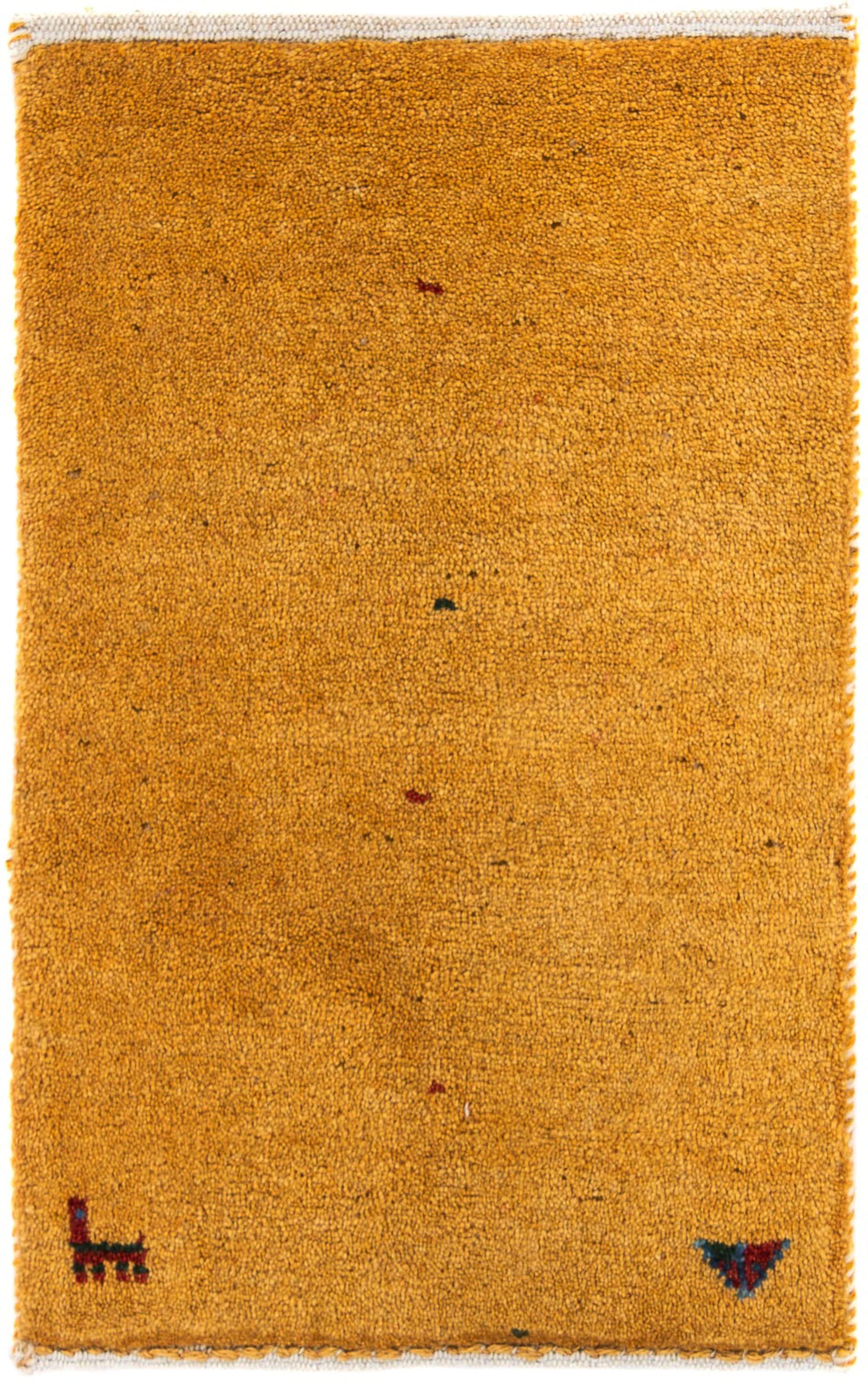 morgenland Wollteppich »Gabbeh - Loribaft Perser - 60 x 40 cm - orange«, rechteckig, Wohnzimmer, Handgeknüpft, Einzelstück mit Zertifikat