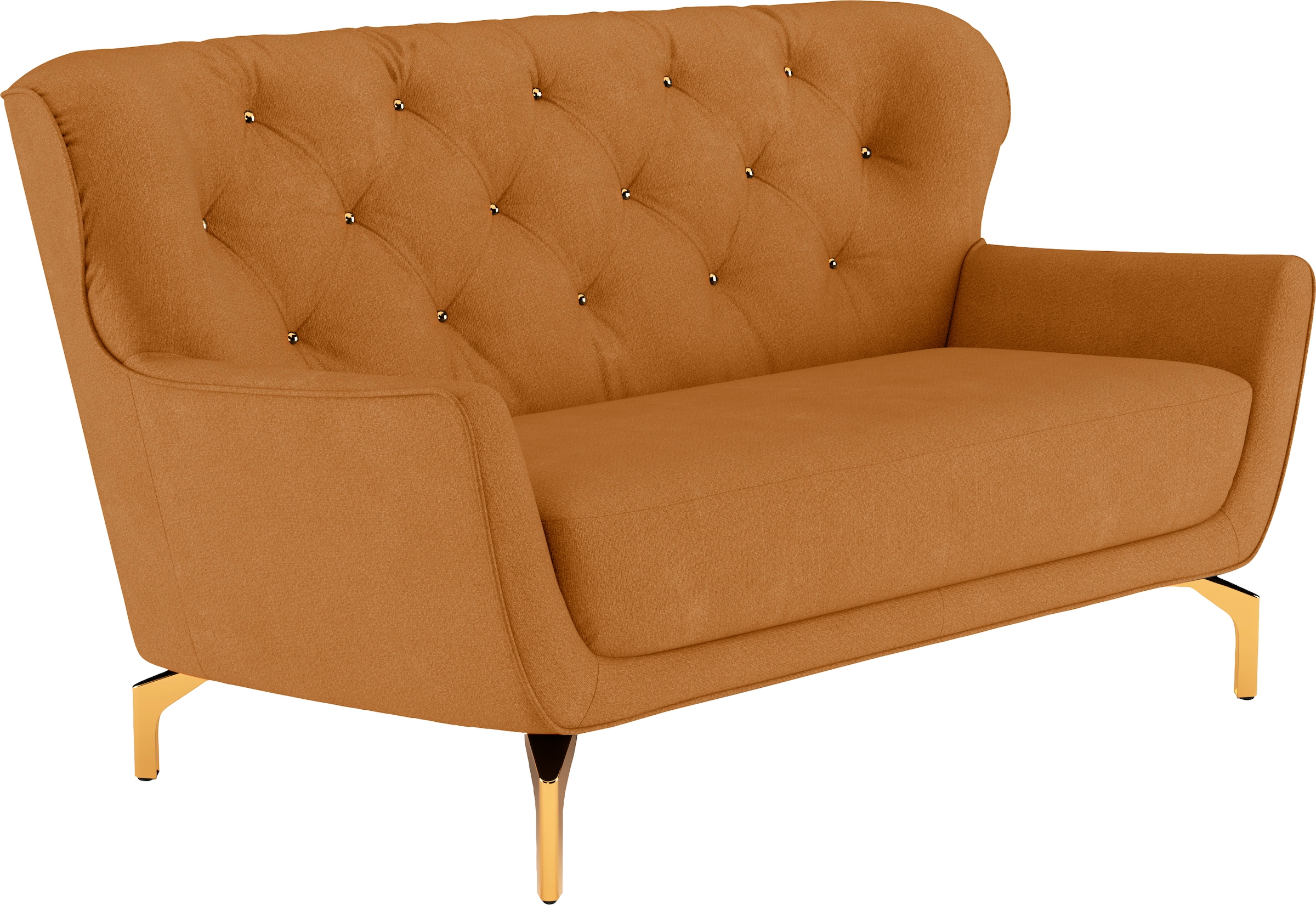 sit&more 2-Sitzer »Orient 3« inkl. 2 Zierkissen mit Strass-Stein, goldfarbene Metallfüsse