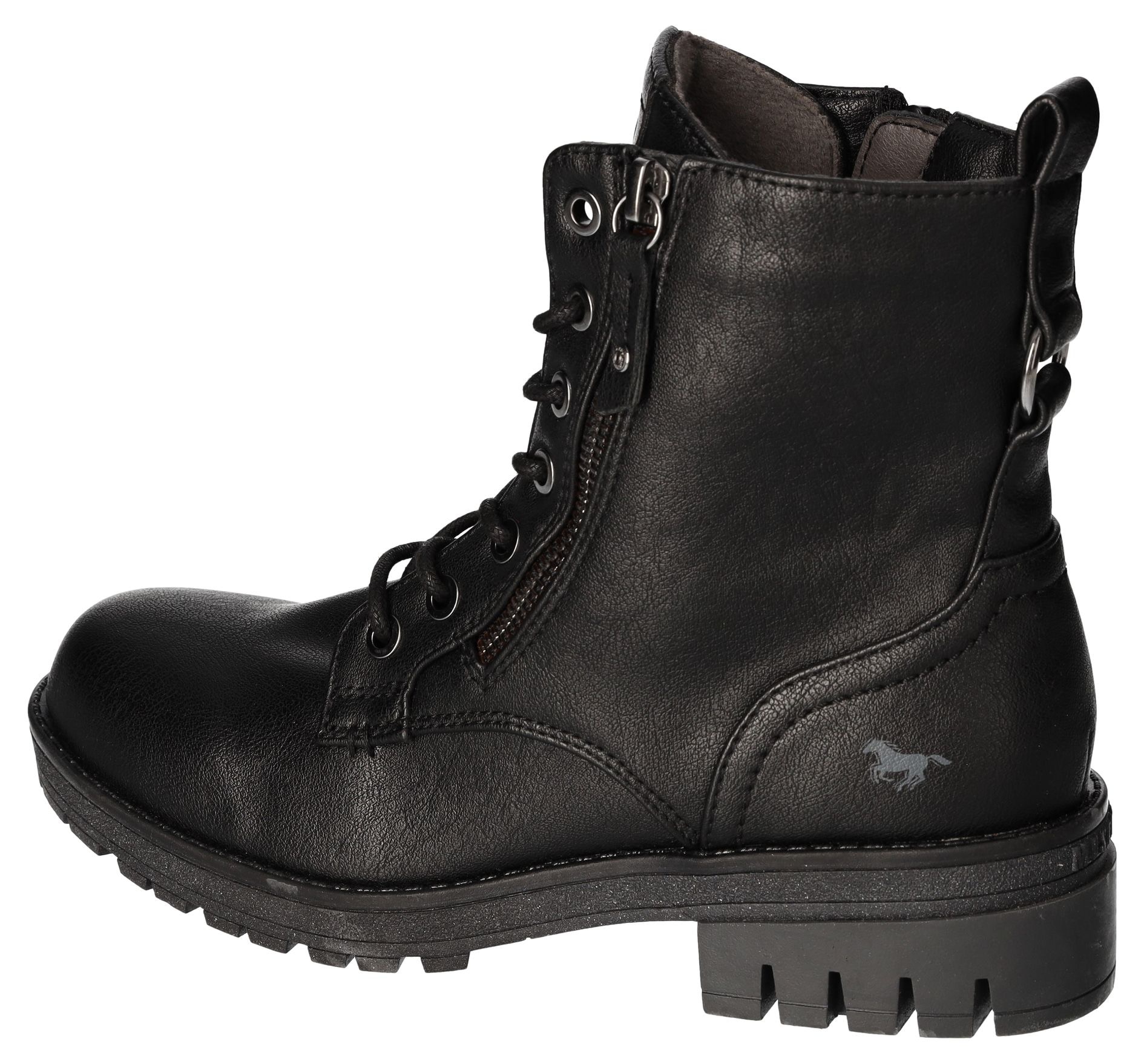 Mustang Shoes Schnürboots, Schnürstiefelette, Blockabsatz, mit Reissverschluss