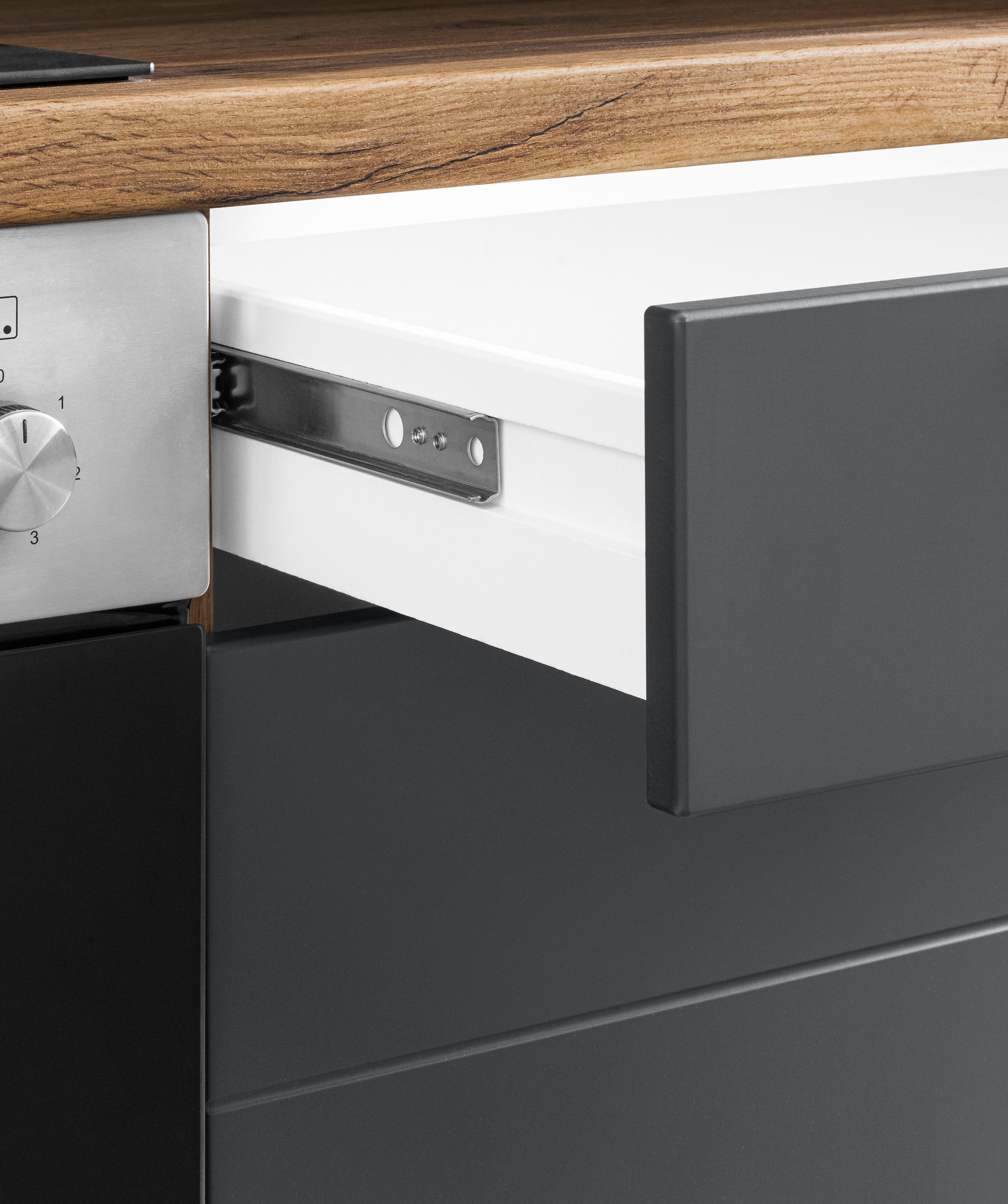 KOCHSTATION Kitchenette »KS-Luhe« 240 cm de large, au choix avec ou sans appareils électroniques, façades MDF fraisées