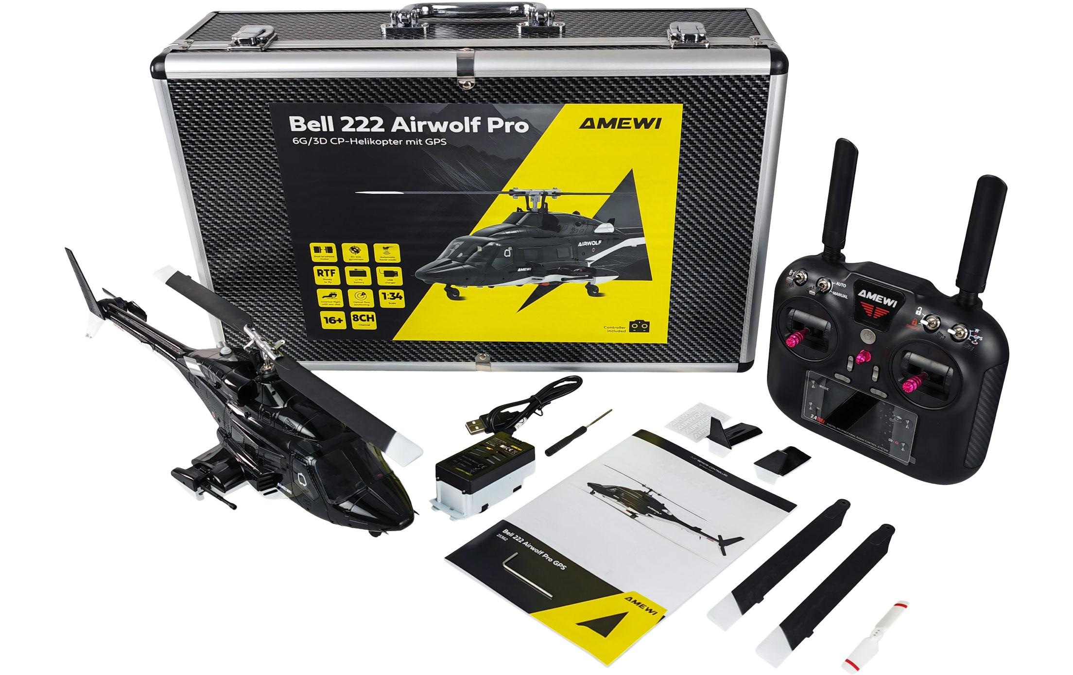 Amewi RC Helikopter Bell 222 Airwolf Pro RtF schwarz/16+ (25362)