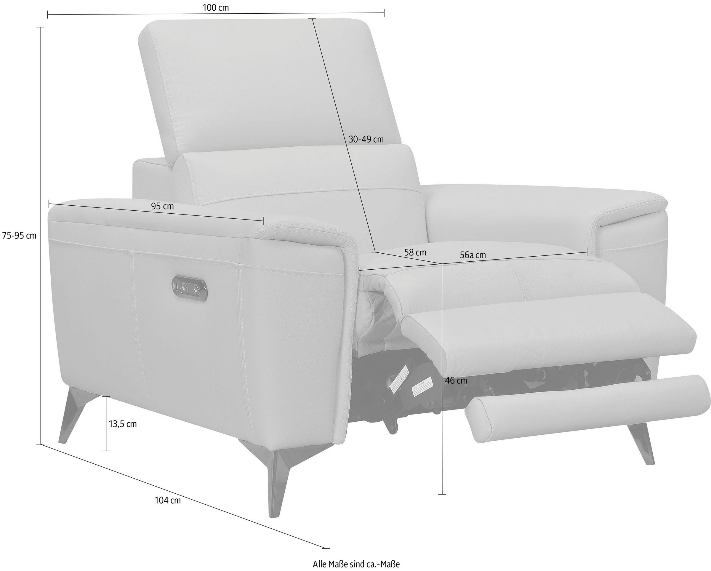 Places of Style Sessel »Theron«, elektrische Relaxfunktion, USB-Anschluss, manuelle Kopfteilverstellung