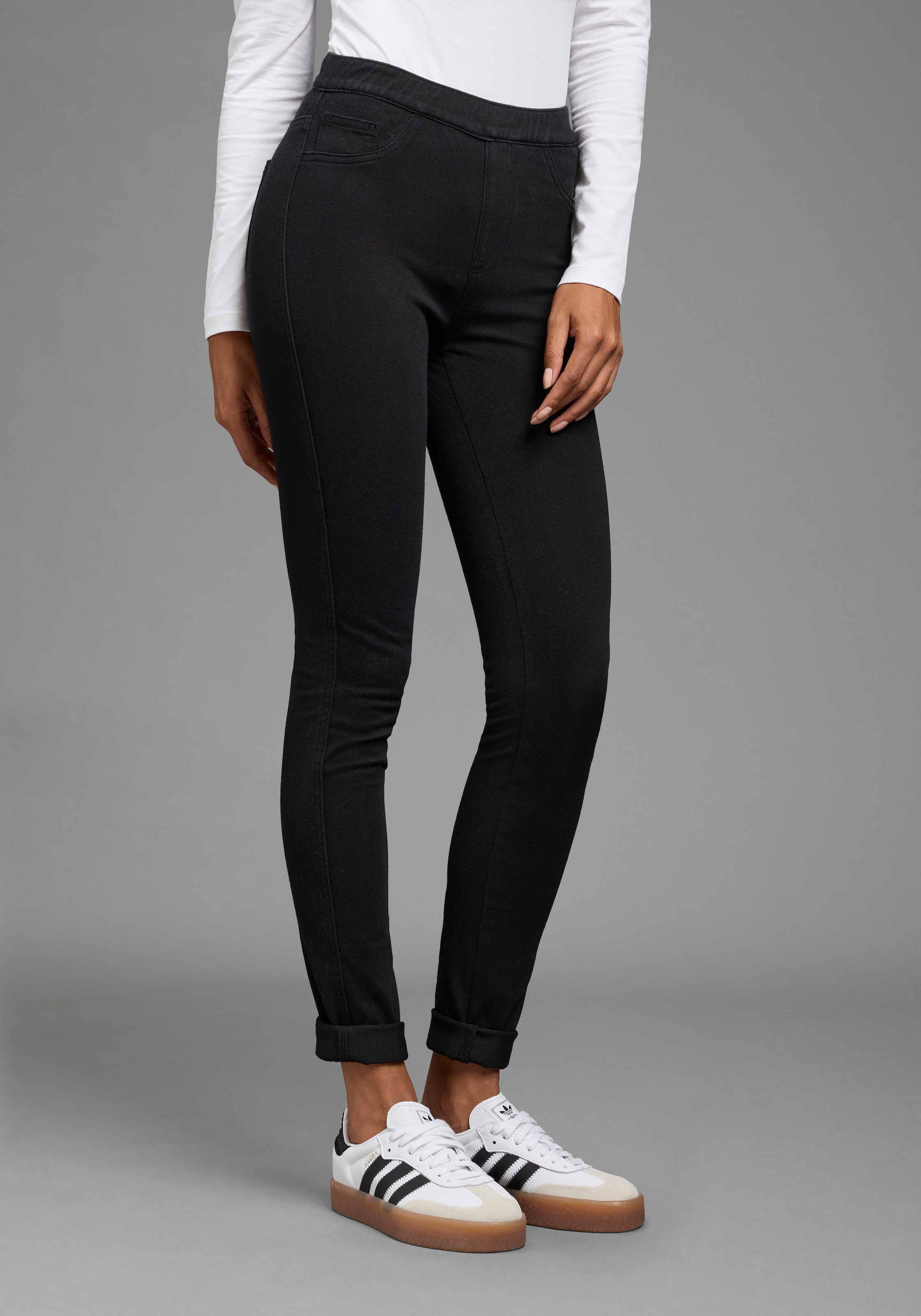 Image of Arizona Jeansjeggings "im 4 Way Stretch, Quer- und Längselastisch, Skinny" Skinny Fit, extra enge Beinform, normale Leibhöhe, unifarbene Optik