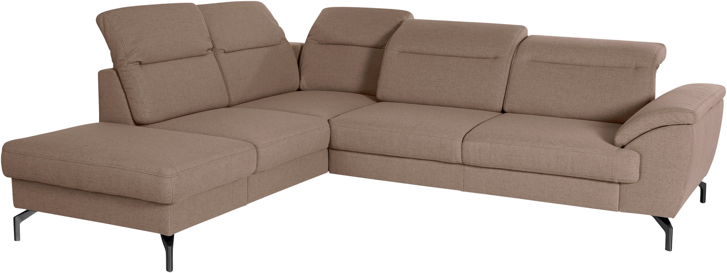 sit&more Ecksofa »Percy L-Form«, 15 cm Fusshöhe, Sitztiefenverstellung, wahlweise in 2 Fussfarben