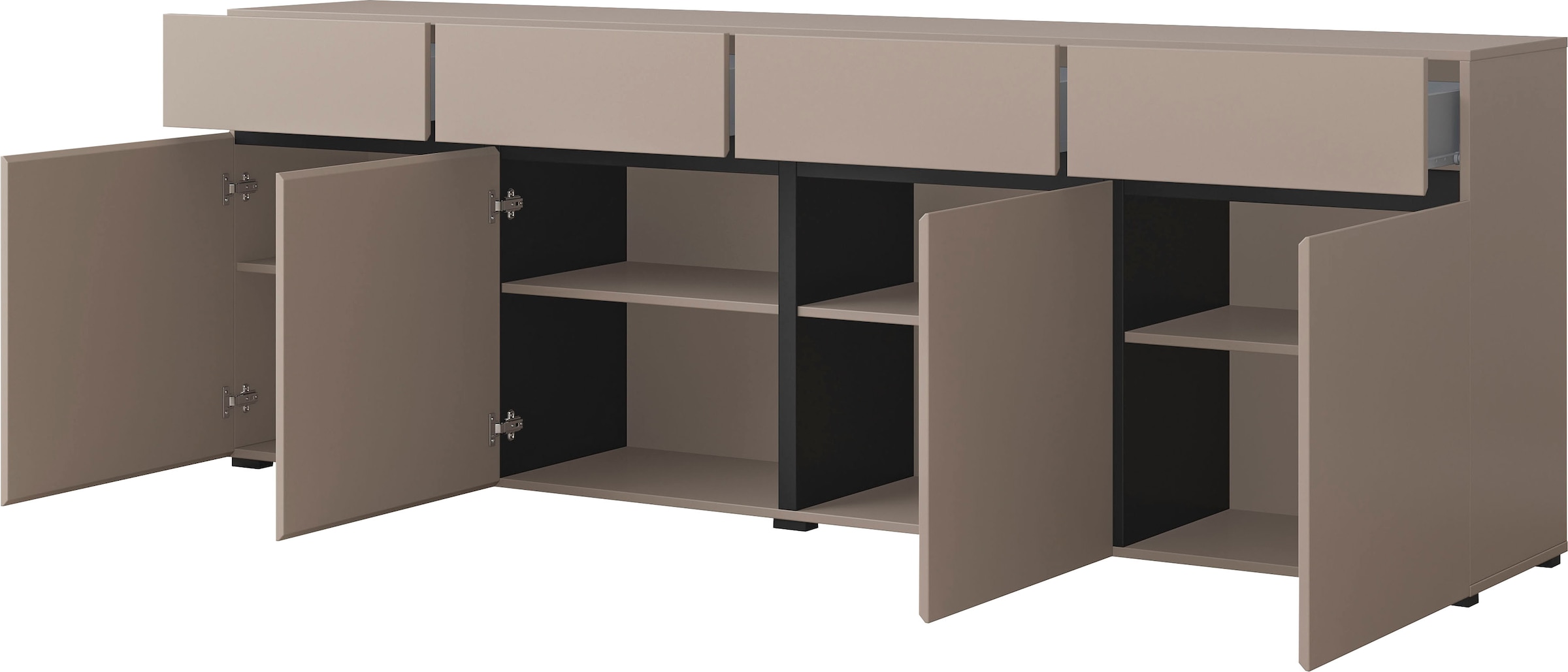 INOSIGN Sideboard »Cross,Breite 225 cm, moderne grifflose Kommode,4 Türen/4 Schubkästen«, Schubladenschrank mit viel Stauraum, Einlegeböden verstellbar