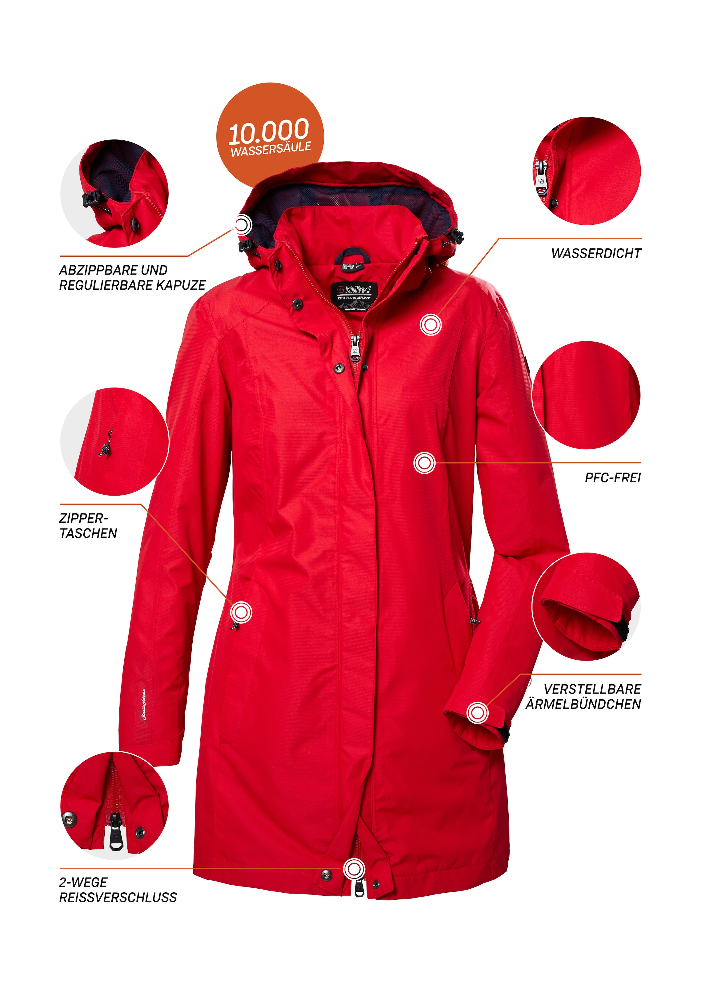 Killtec Parka »KOS 44 WMN PRK« Wasserdichte, atmungsaktive Damenjacke mit abnehmbarer Kapuze