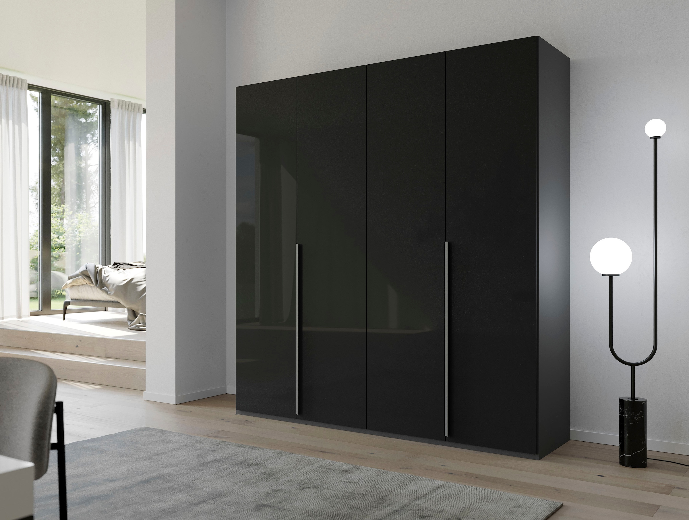 rauch Drehtürenschrank "Kleiderschrank Schrank Garderobe Wäscheschrank PURISMA Glasfront" in den Breiten 151/201/251/301 cm, inkl. SOFT-CLOSE-FUNKTION, schlichte Eleganz, mit umfangreicher Innenausstattung MADE IN GERMANY