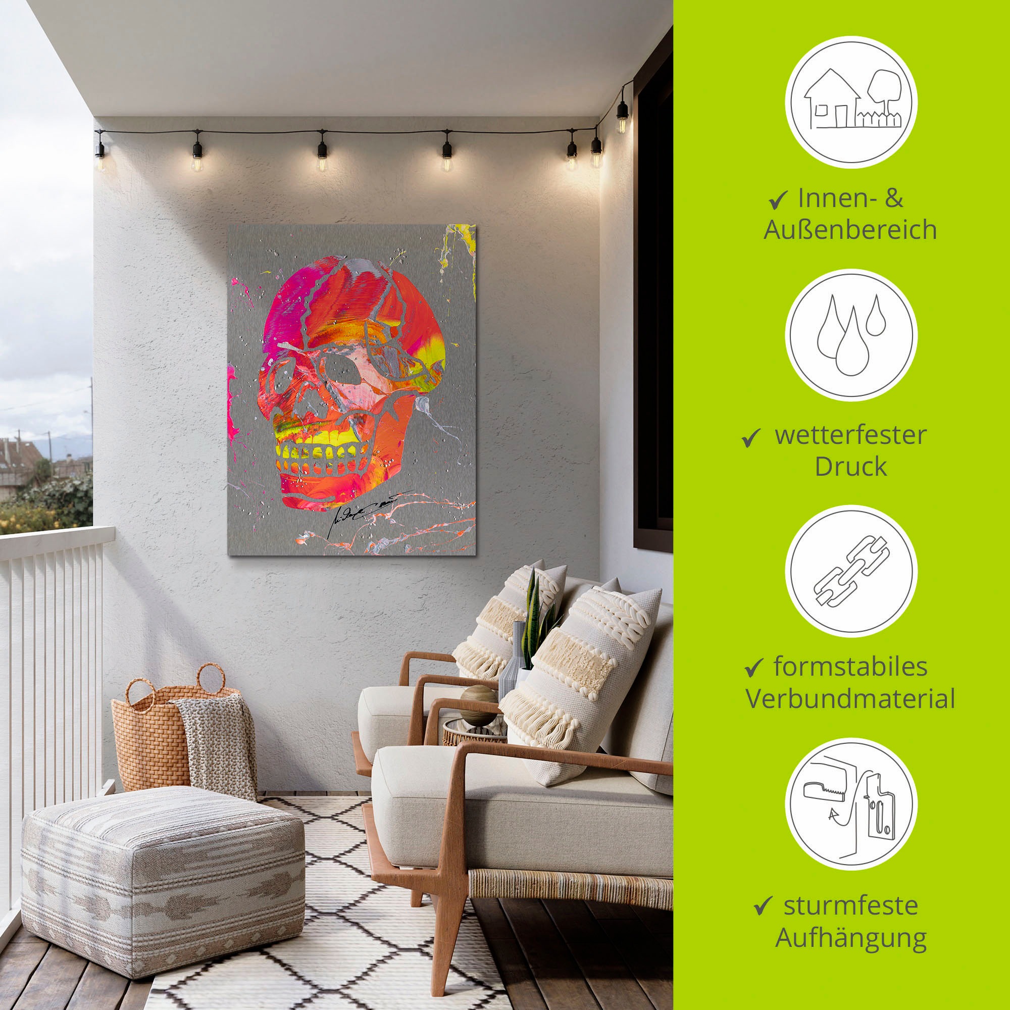 Artland Wandbild »Totenkopf 2«, Körper, (1 St.), als Alubild, Outdoorbild, Wandaufkleber in verschied. Grössen