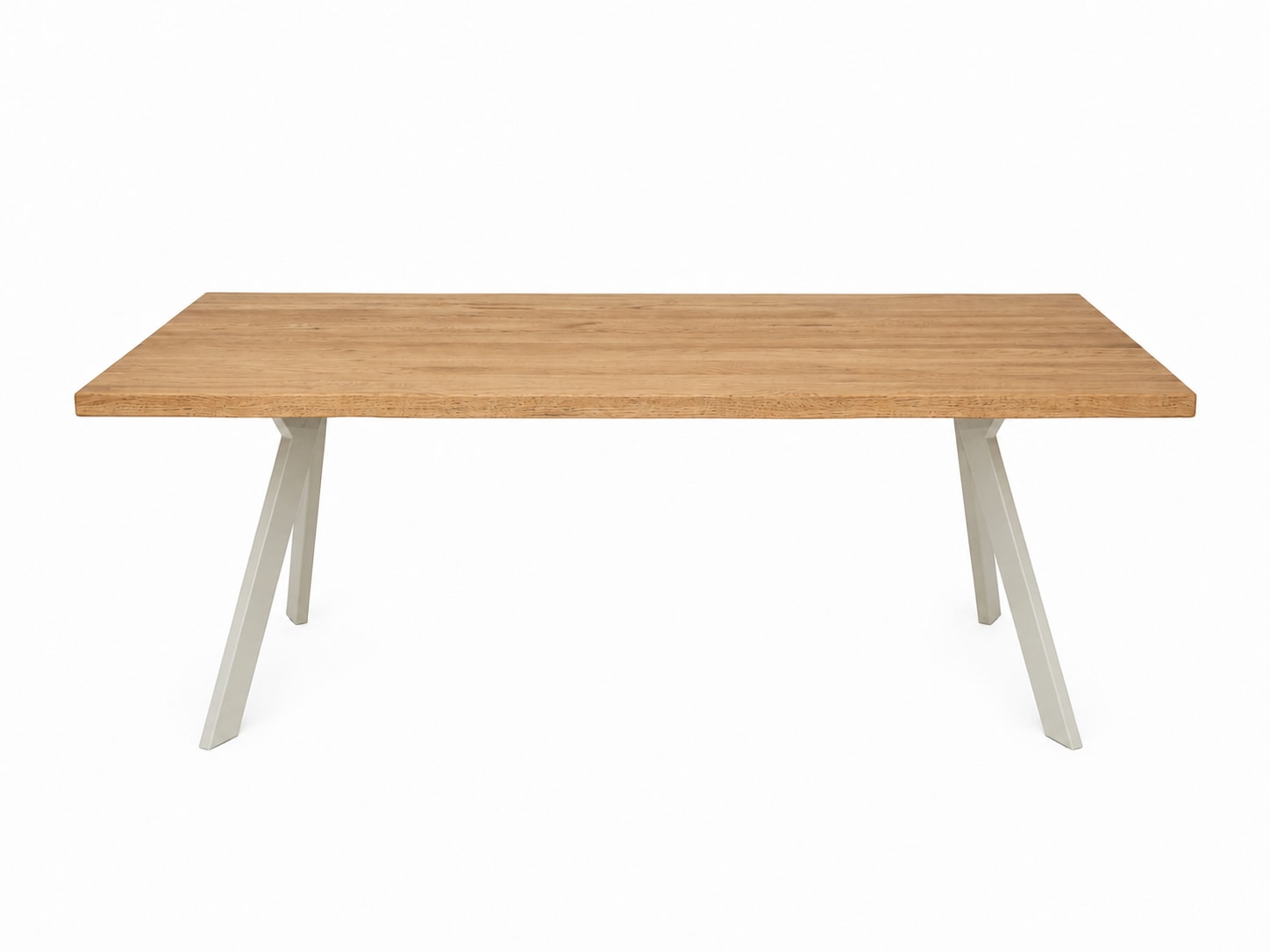 GOODproduct Esstisch »»MONACO« Speisetisch, Küchentisch, Wohntisch, Esszimmertisch« Wildeiche geölt Natur, Baumkante, A-Gestell Pearl White Metall