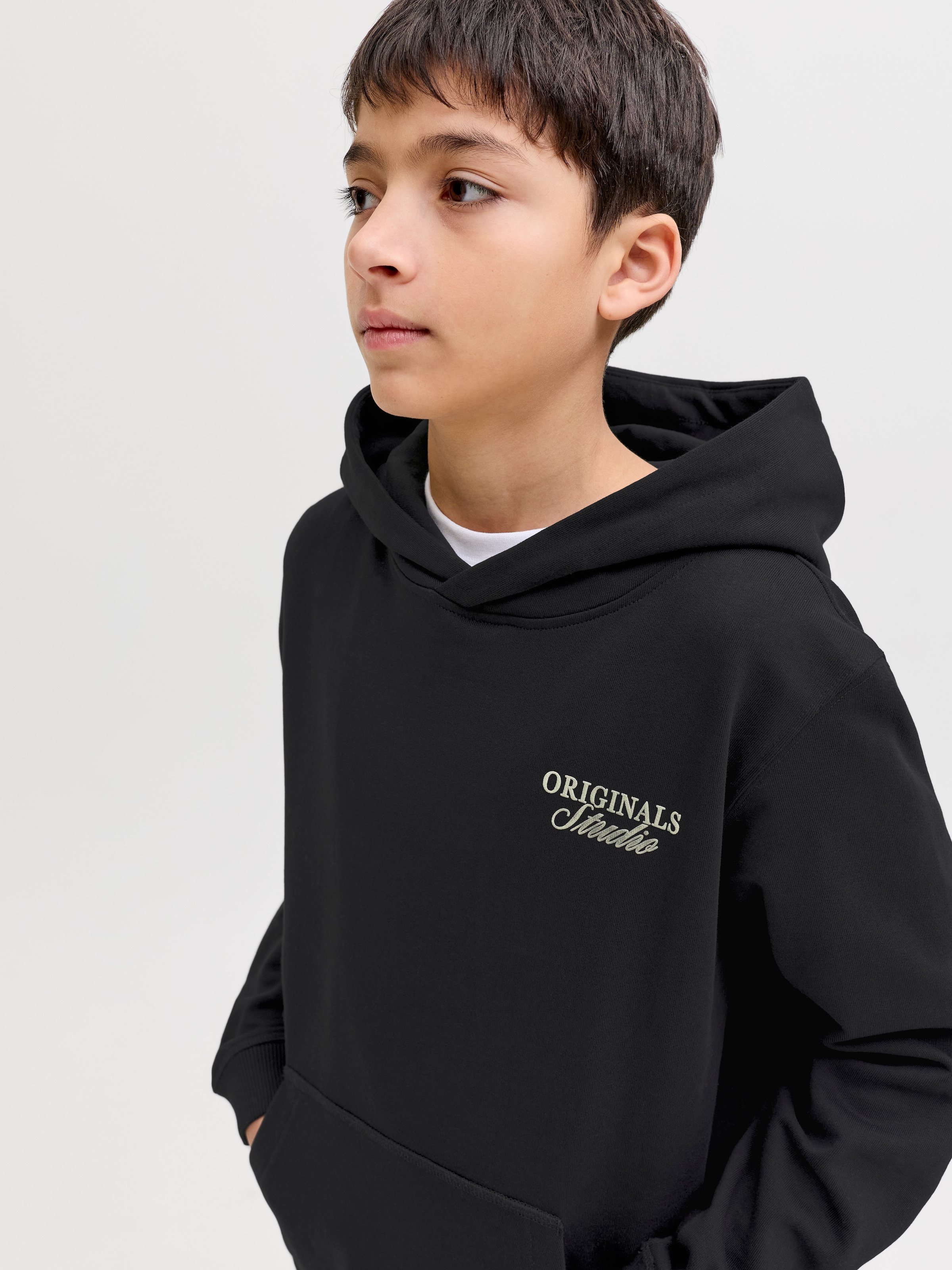 Jack & Jones Junior Sweat à capuche »JORNORREBRO TYPO BACK SWEAT HOOD SN JNR«, Baumwollmischung, relaxed fit, Langarm

