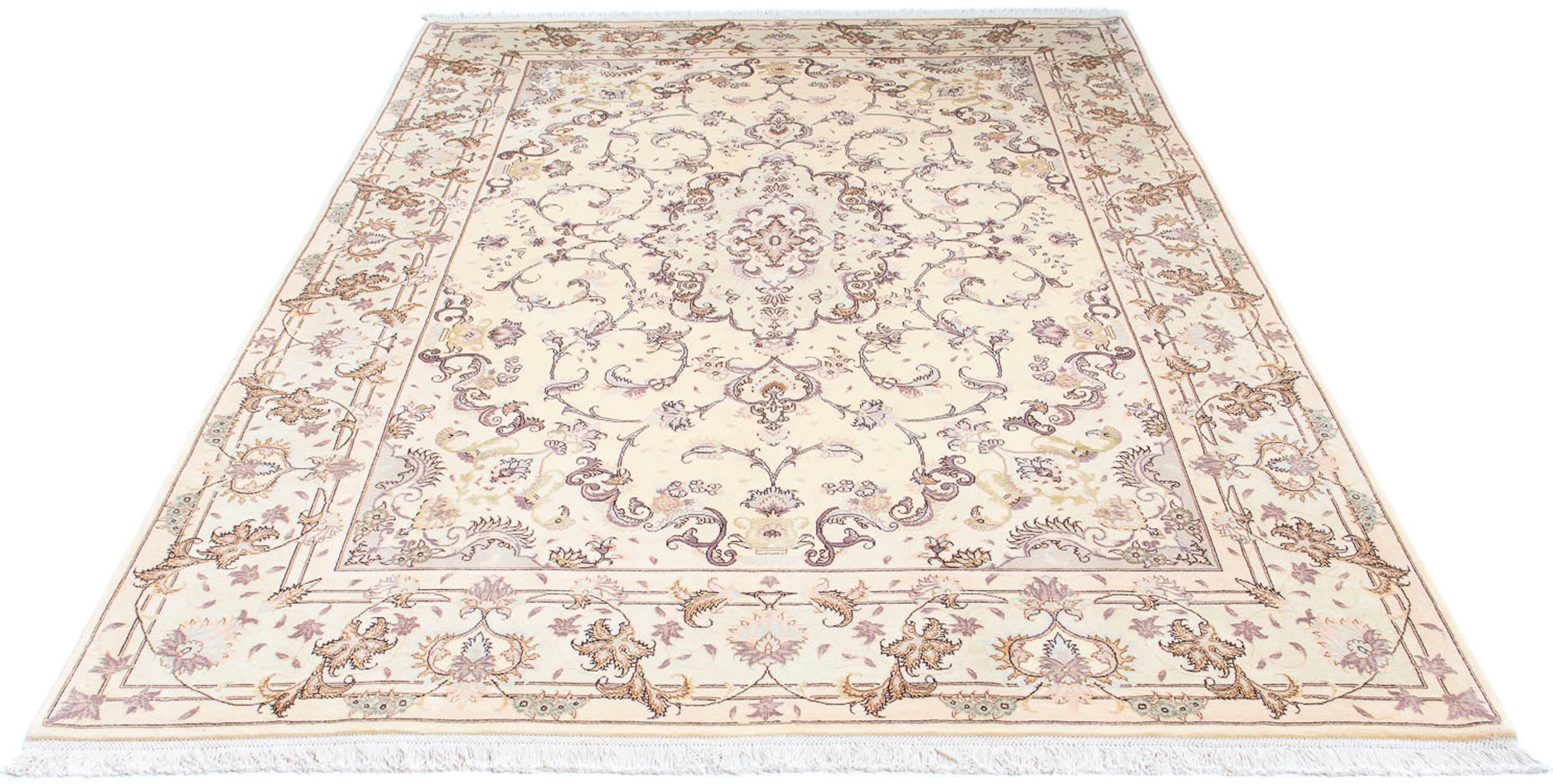 Image of morgenland Orientteppich »Perser - Täbriz - Royal - 239 x 163 cm - beige«, rechteckig, 7 mm Höhe, Wohnzimmer, Handgeknüpft, Einzelstück mit Zertifikat bei Ackermann Versand Schweiz