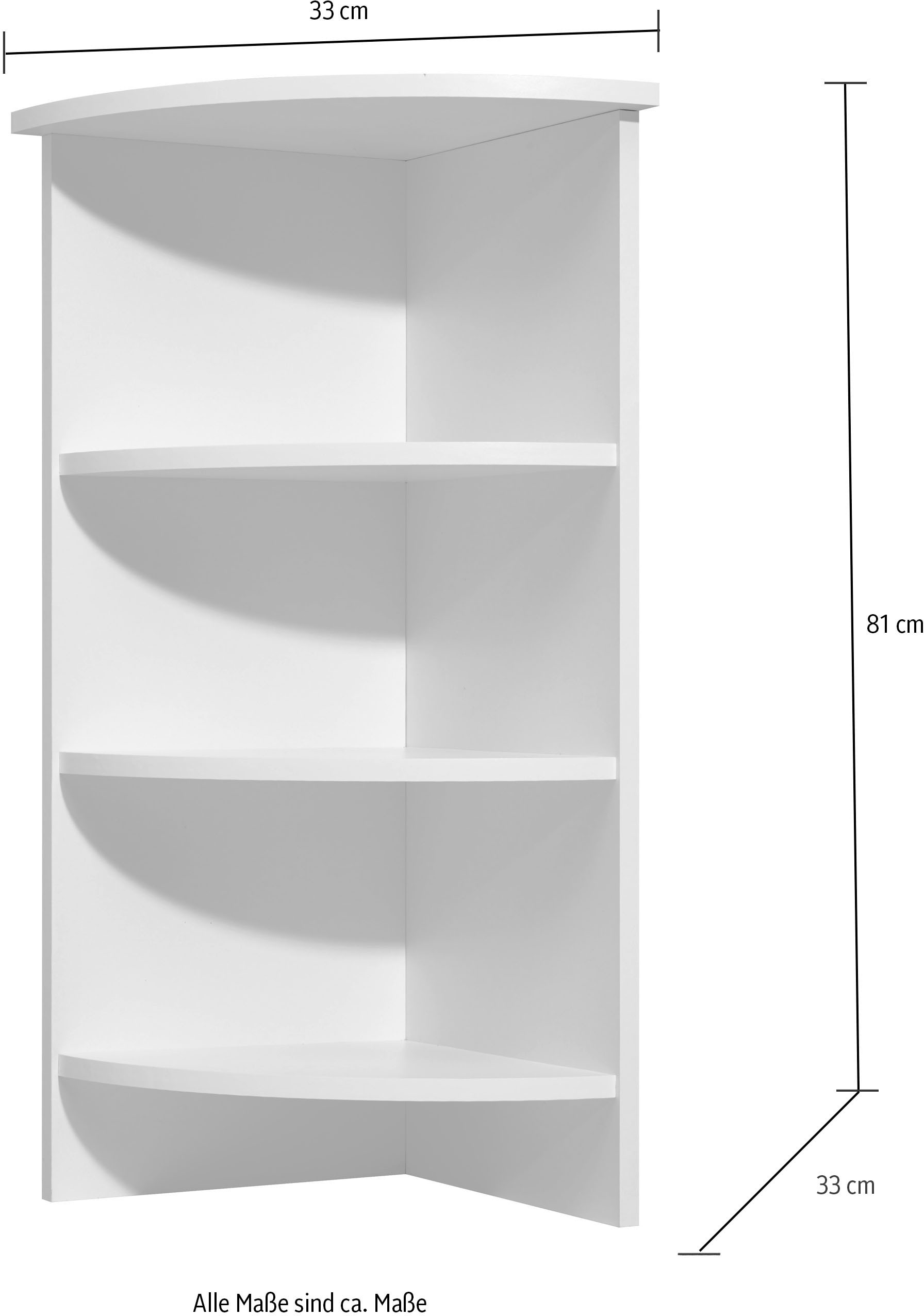 Saphir Étagère d'angle »Quickset 335 Abschlussregal für Unterschrank, 33 cm breit, 81 cm hoch« 3 étagères fixes, étagère blanche, étagère de salle de bain