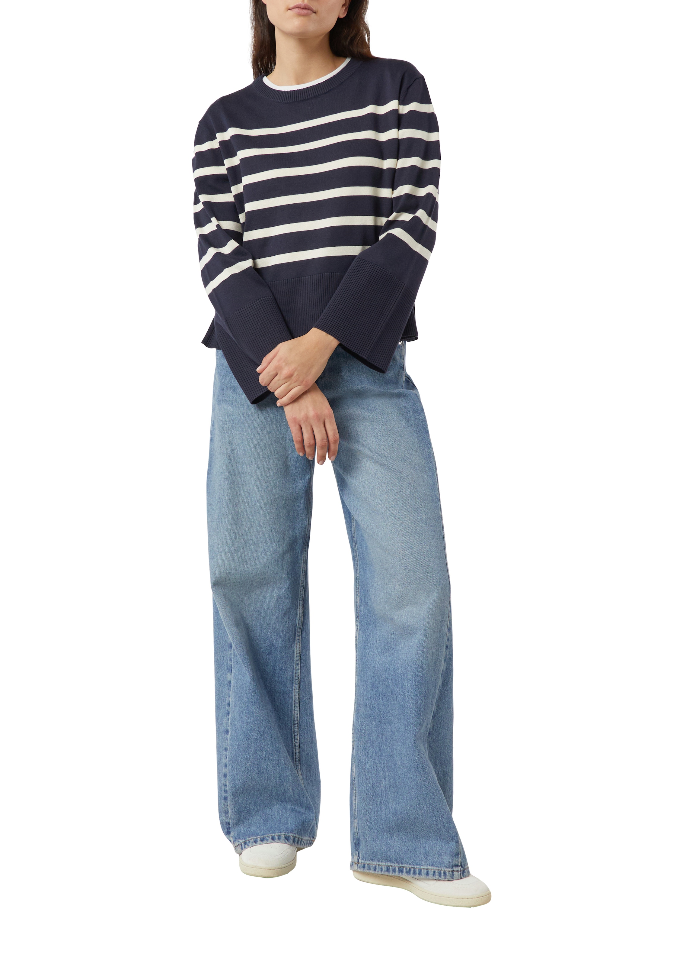 Comma Pull en tricot rayé, col rond