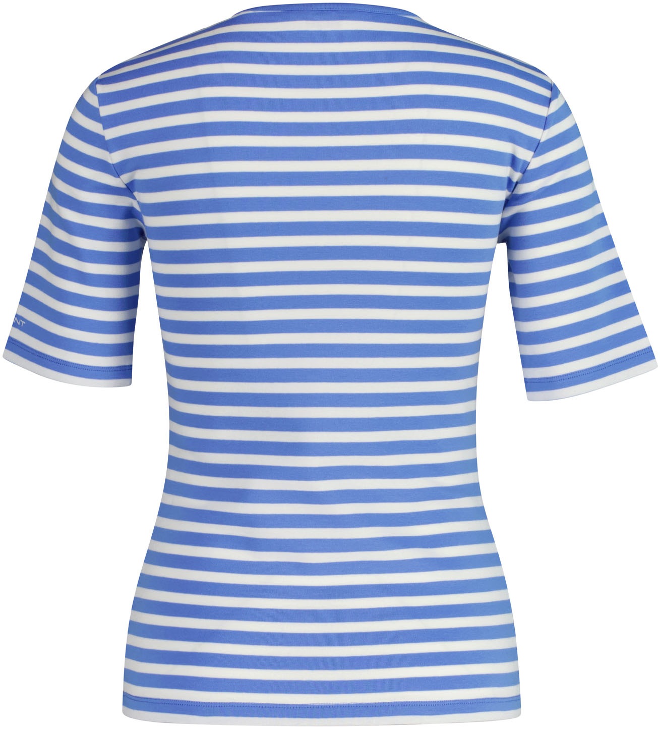 Gant T-Shirt »SLIM STRIPED 1X1 RIBBED KA T-SHIRT«, mit dezentem Logoschriftzug am Ärmelabschluss