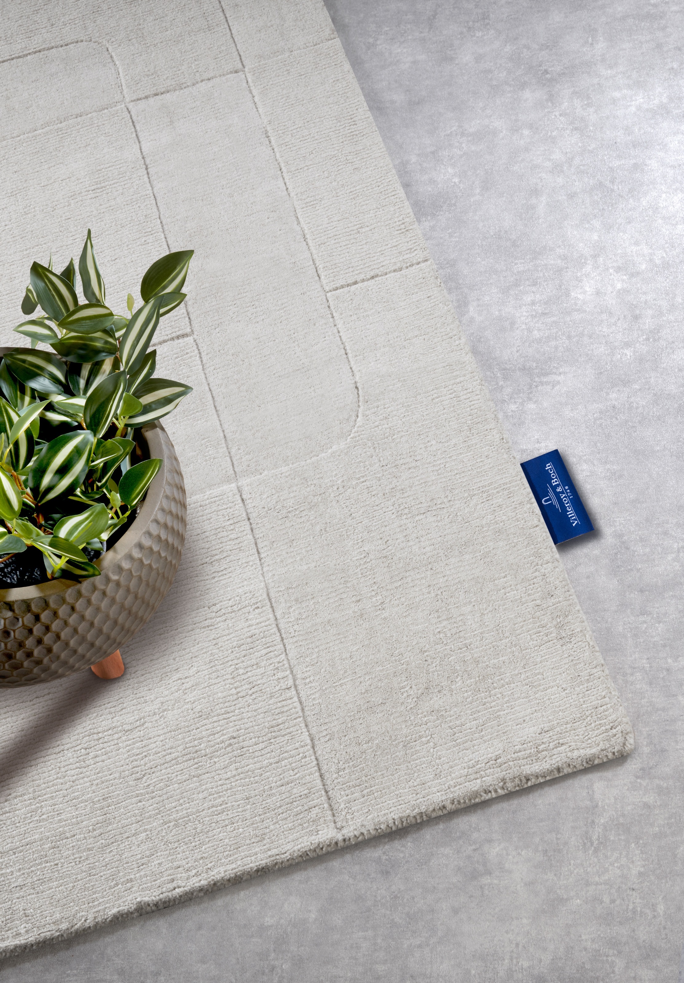 Villeroy & Boch Wollteppich »Charlotte«, rechteckig, 10 mm Höhe, Läufer, Handgewebt, Wolle, Natur, Läufer, Wohnzimmer, Geometrie
