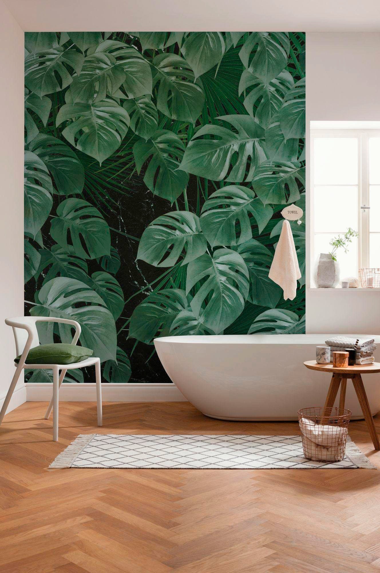 Komar Vliestapete »Digitaldruck Vlies - Monstera on Marble - Grösse 200 x 250 cm«, bedruckt, Wohnzimmer, Schlafzimmer