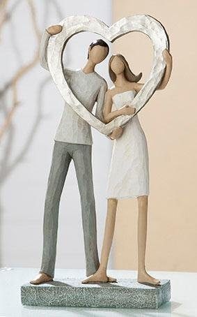 GILDE Dekofigur »Skulptur Liebespaar - Herz«, Dekoobjekt, Höhe 27 cm,  handbemalt, mit Herz, romantisch, Wohnzimmer jetzt kaufen