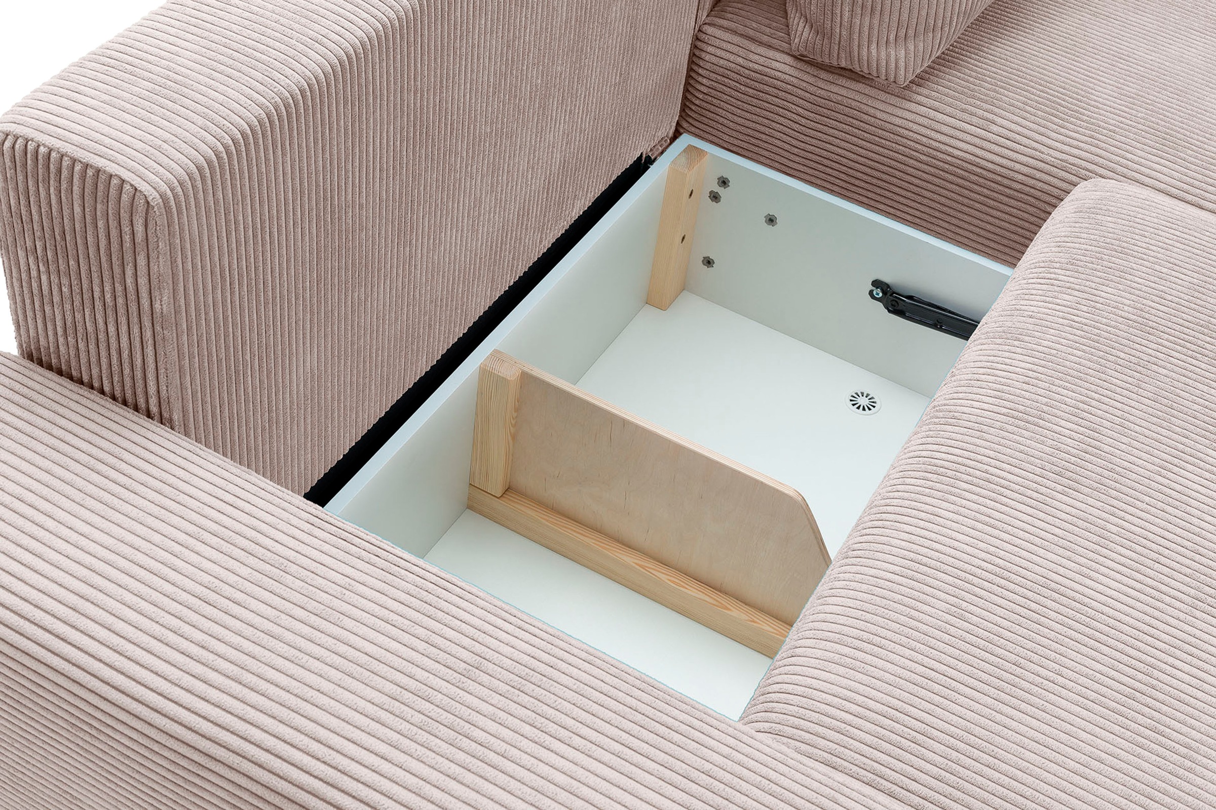exxpo - sofa fashion Ecksofa »Orinoko, aktuelles Design und hoher Sitzkomfort, L-Form«, inkl. Bettfunktion und Bettkasten, schöne Farben im angesagten Cord