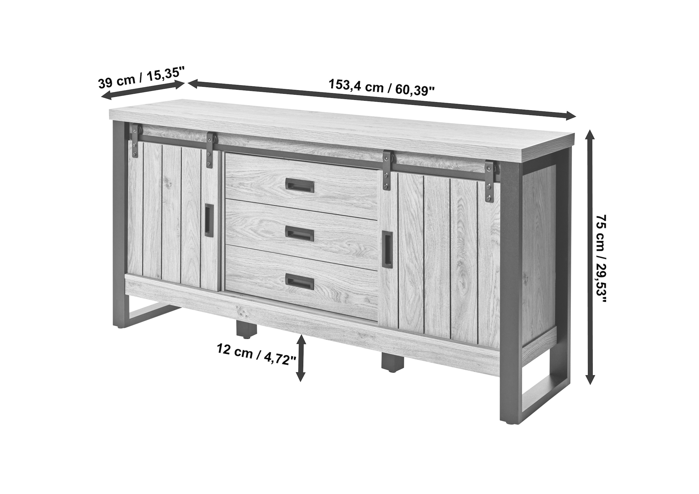 Jahnke Sideboard »SLIDE SBS 150« 1 Stk. tlg. Sideboard mit 2 Schiebetüren, Metallgestell, Breite ca. 150cm