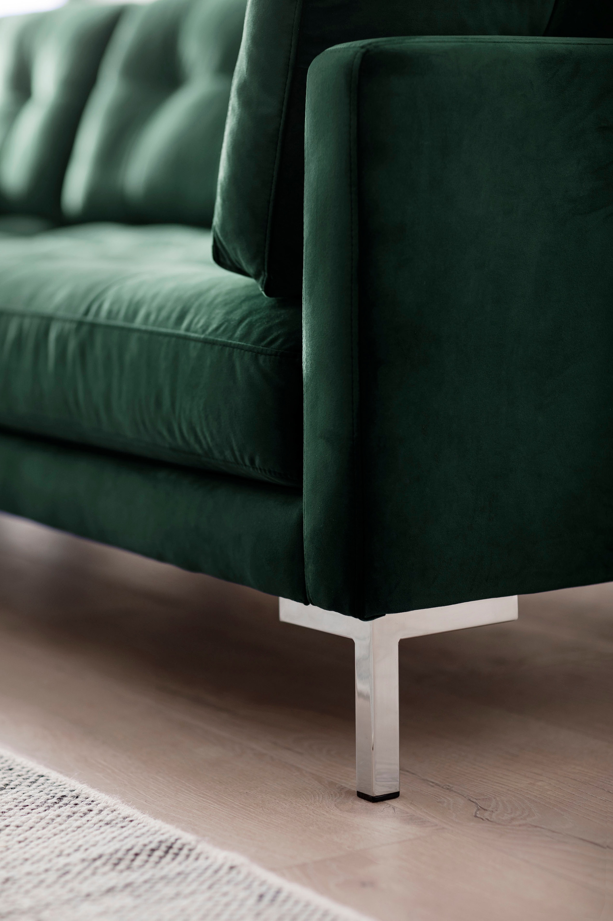Trends by HG Ecksofa »Landau L-Form« in Cord-Stoff mit Metallfuss