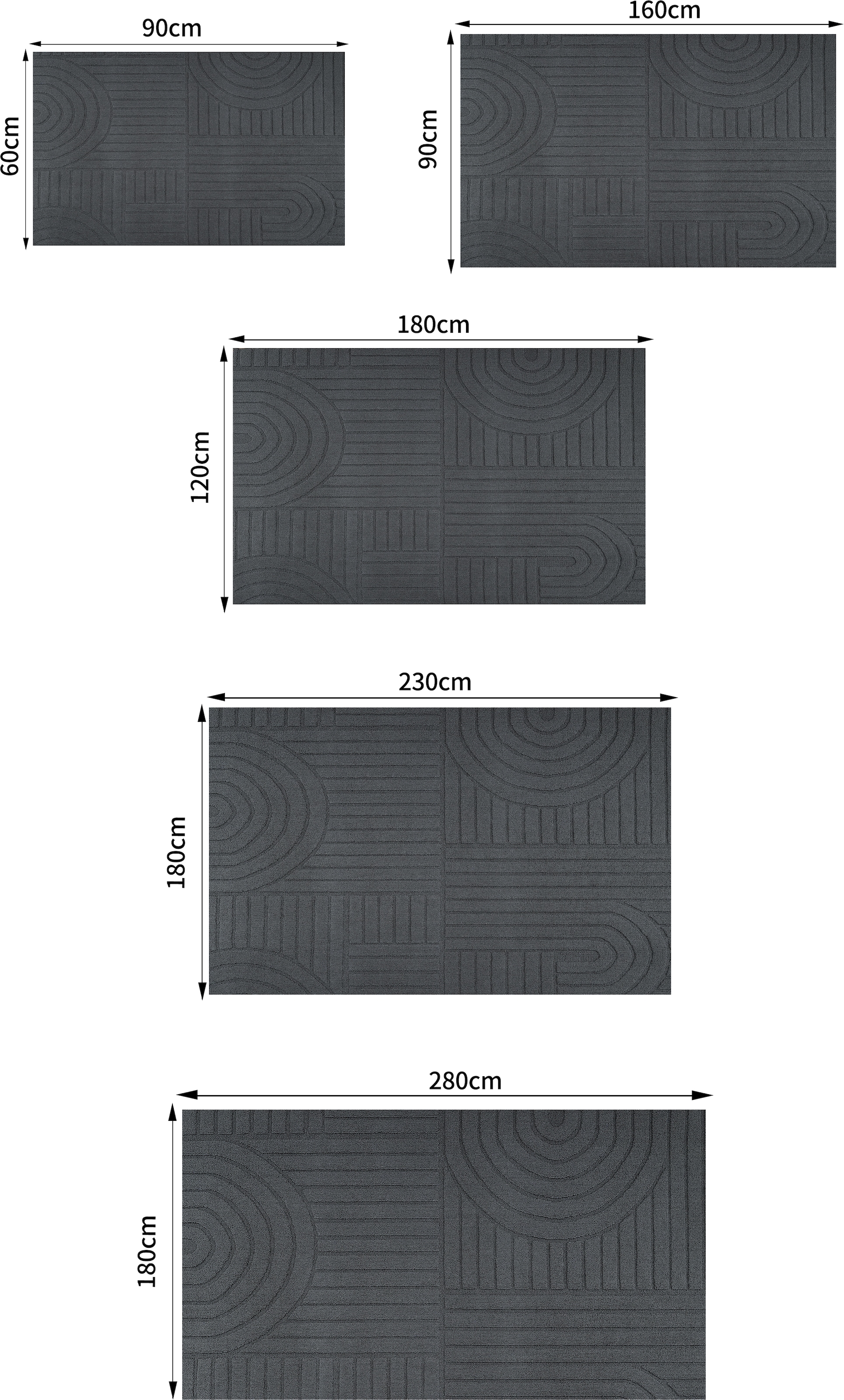 GOODproduct Tapis »Neele, Boho-Design, Hoch-Tief, waschbar« Rectangulaire 12 mm Höhe 3D Optik, Skandinavisch, Designteppich, Wohnzimmer, Schlafzimmer