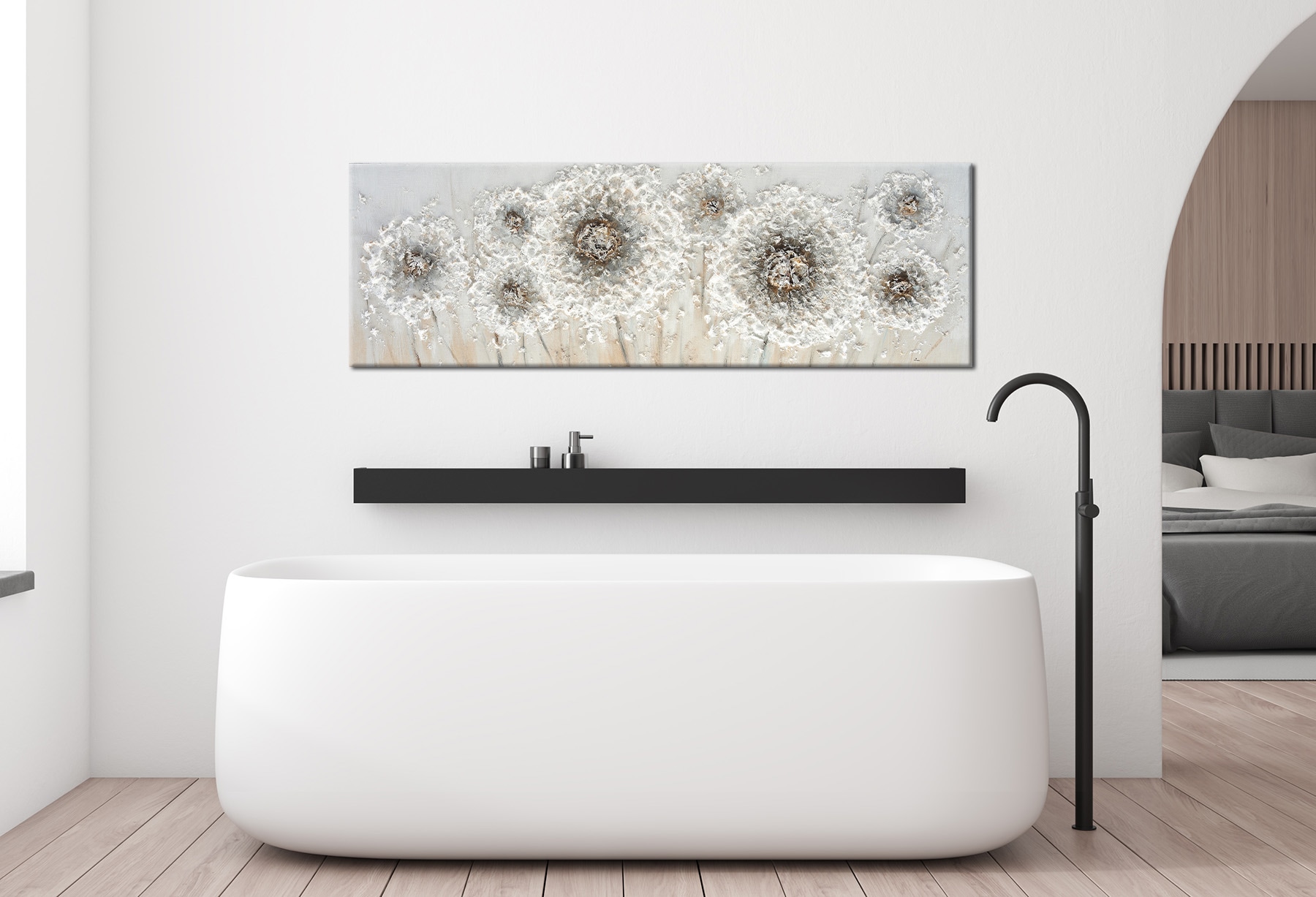 Bönninghoff Ölgemälde »handarbeit BLUMEN 40x120 cm – Wandbild Kunst Deko modern« Blumen | Blumenbilder | Natur 1 Stk. tlg. handgefertigt, jedes Bild ein Unikat