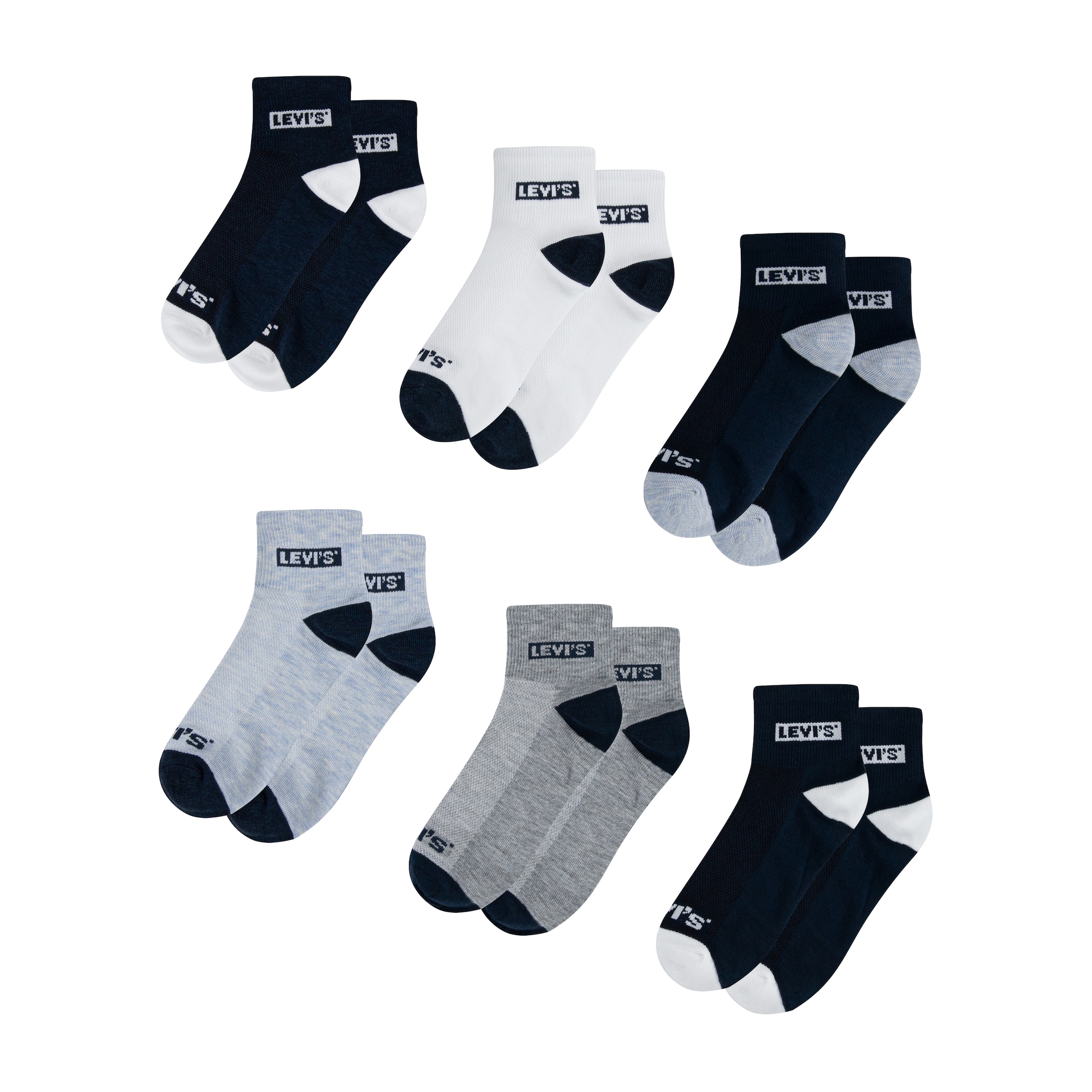 Levi's® Kids Kurzsocken »LHN BOX TAB MID CUT 6PK«, (Packung), UNISEX