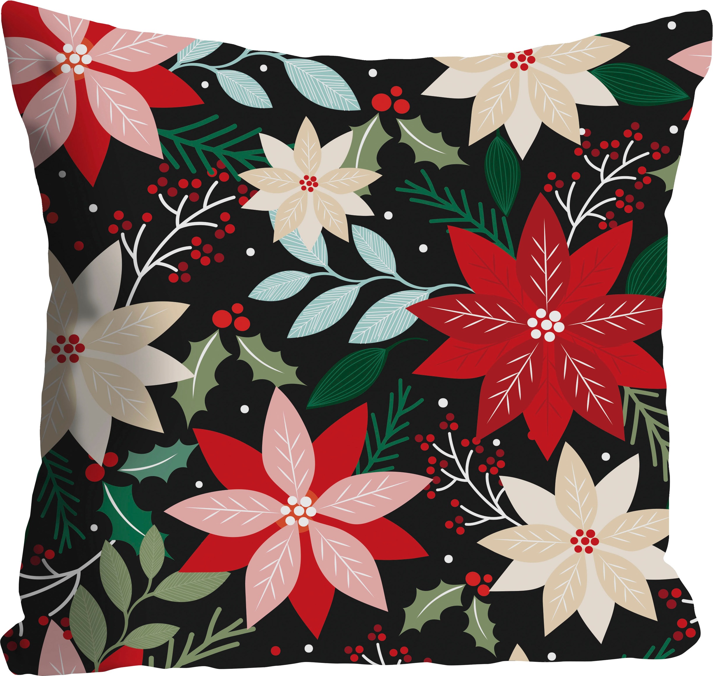 queence Dekokissen »Weihnachtsstern« Kissenhülle,Bunte Blüten,Floral,Farbenfroh,Natur,Blumenmuster