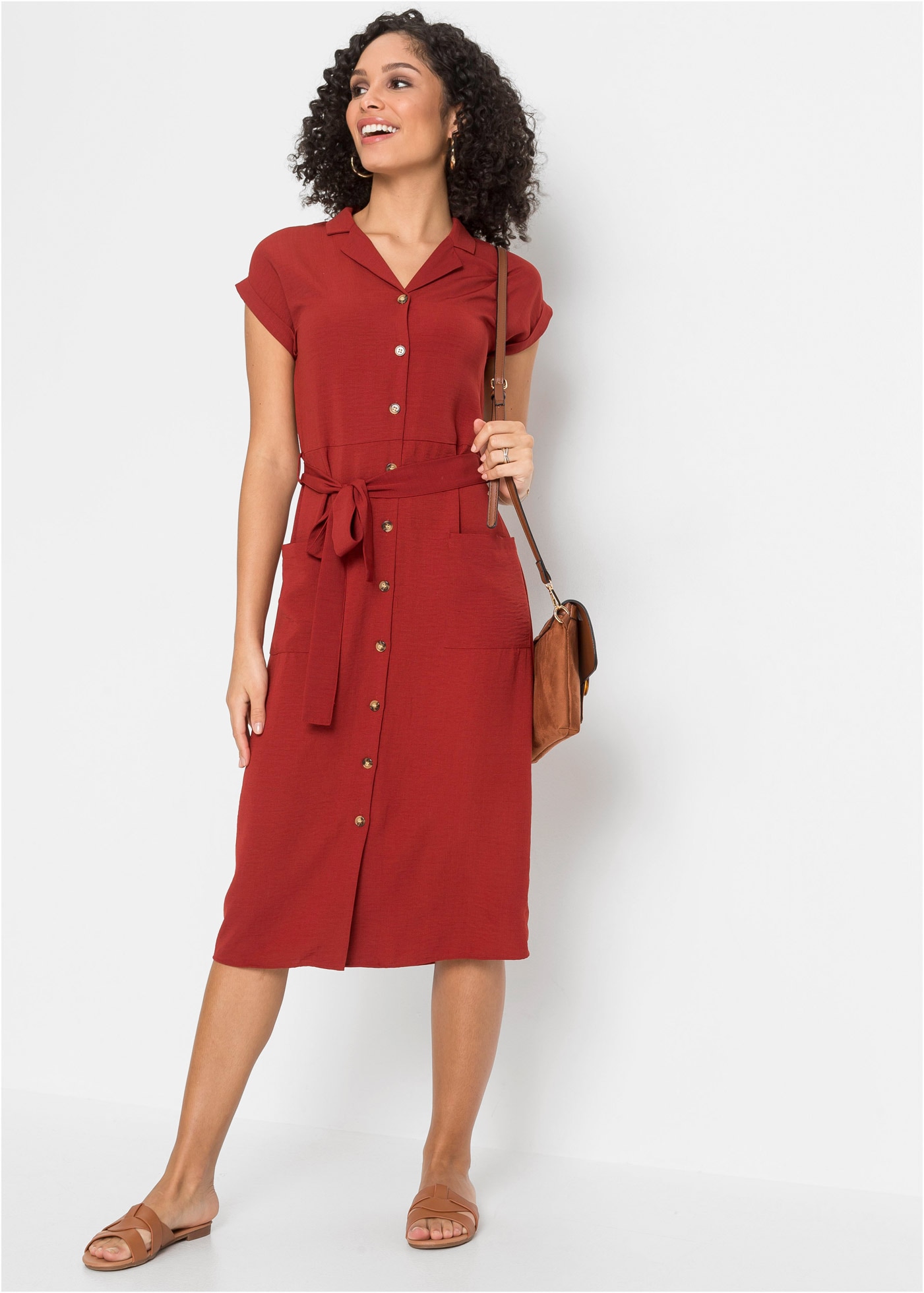 Image of bonprix Blusenkleid eleganter Stil, mit kurzem Arm, mit Reverskragen