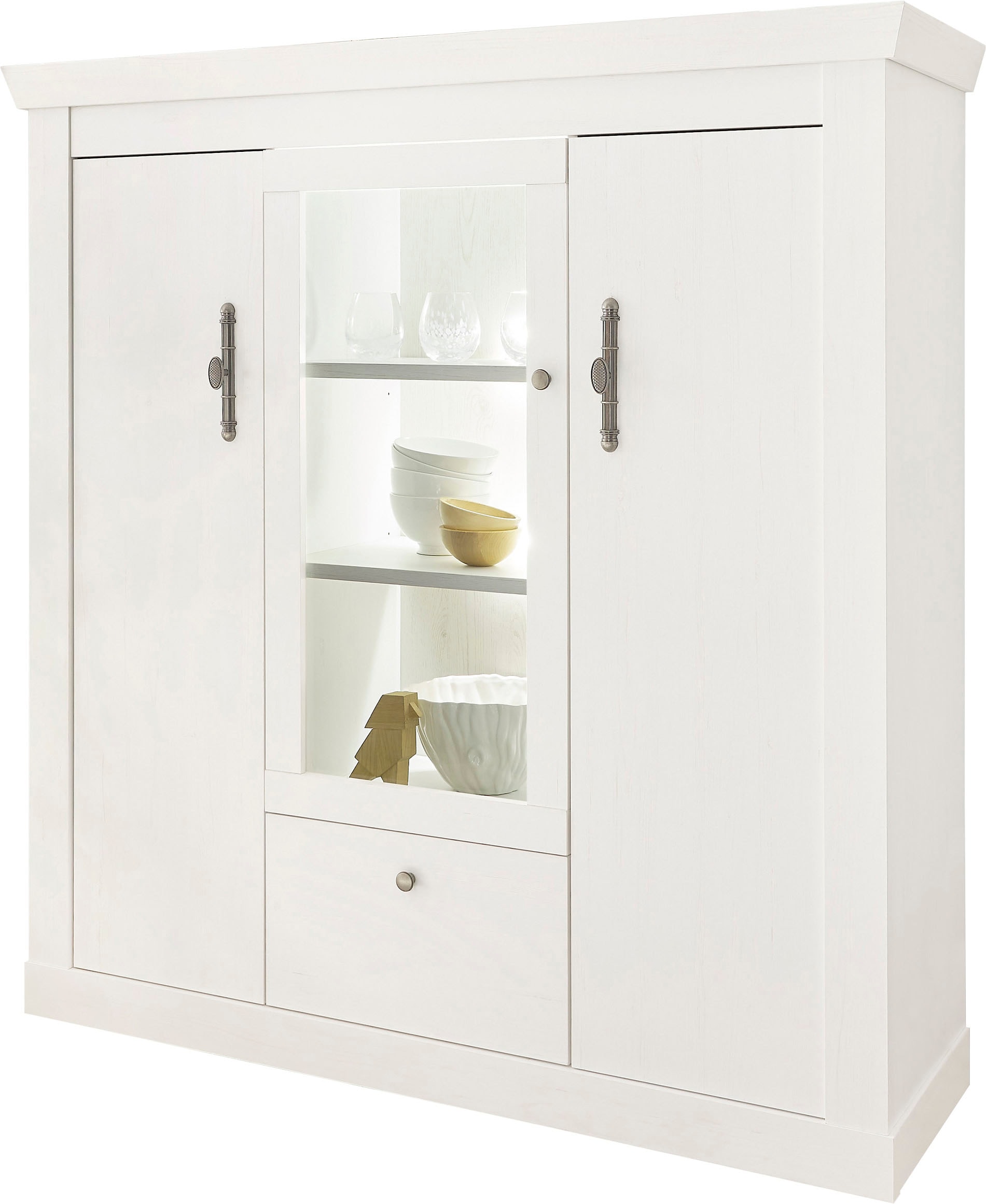 Home affaire Highboard »RAVENNA«, im romantischen Landhausstil, Griffe aus Metall, Höhe 146 cm