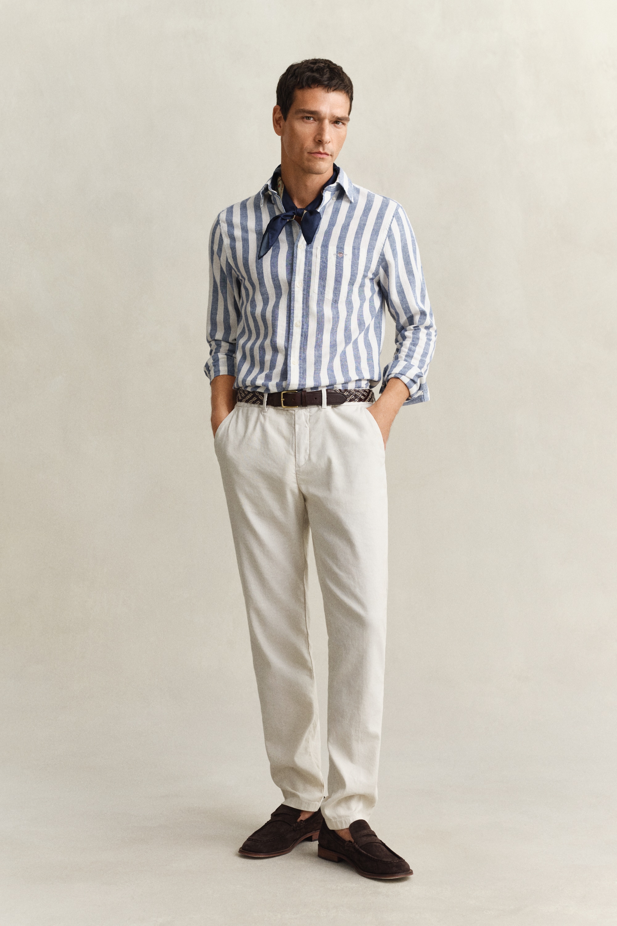 Gant Chemise à manches longues »REGULAR COTTON LINEN STRIPE« Button-down-Kragen