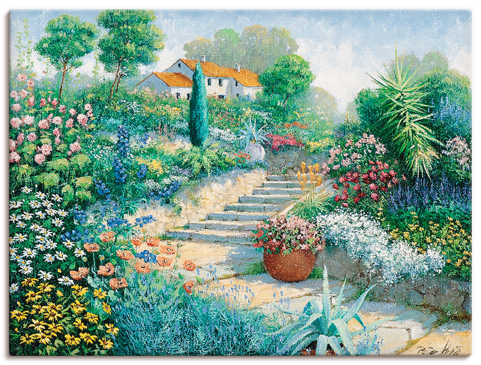Image of Artland Leinwandbild "Überall Blumen" Garten 1 Stk. tlg. auf Holzrahmen gespannt