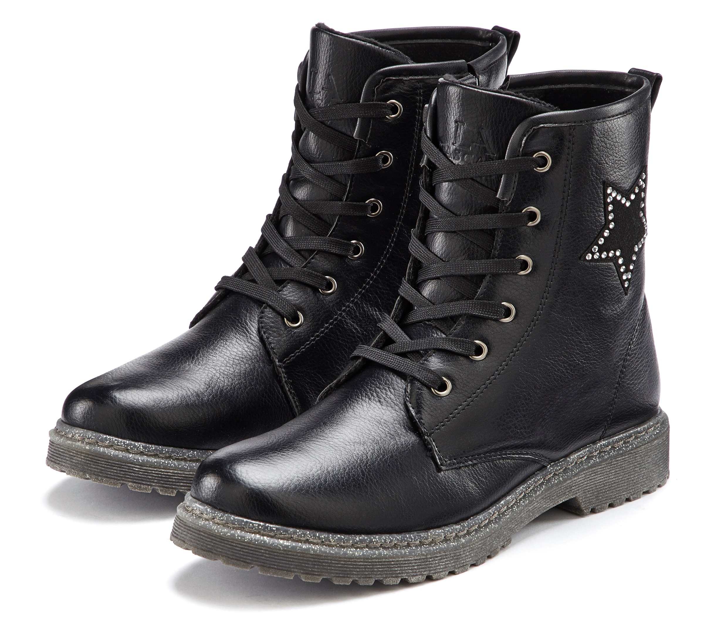 LASCANA Stiefelette, Winterstiefel zum Schnüren und mit Strass-Stern