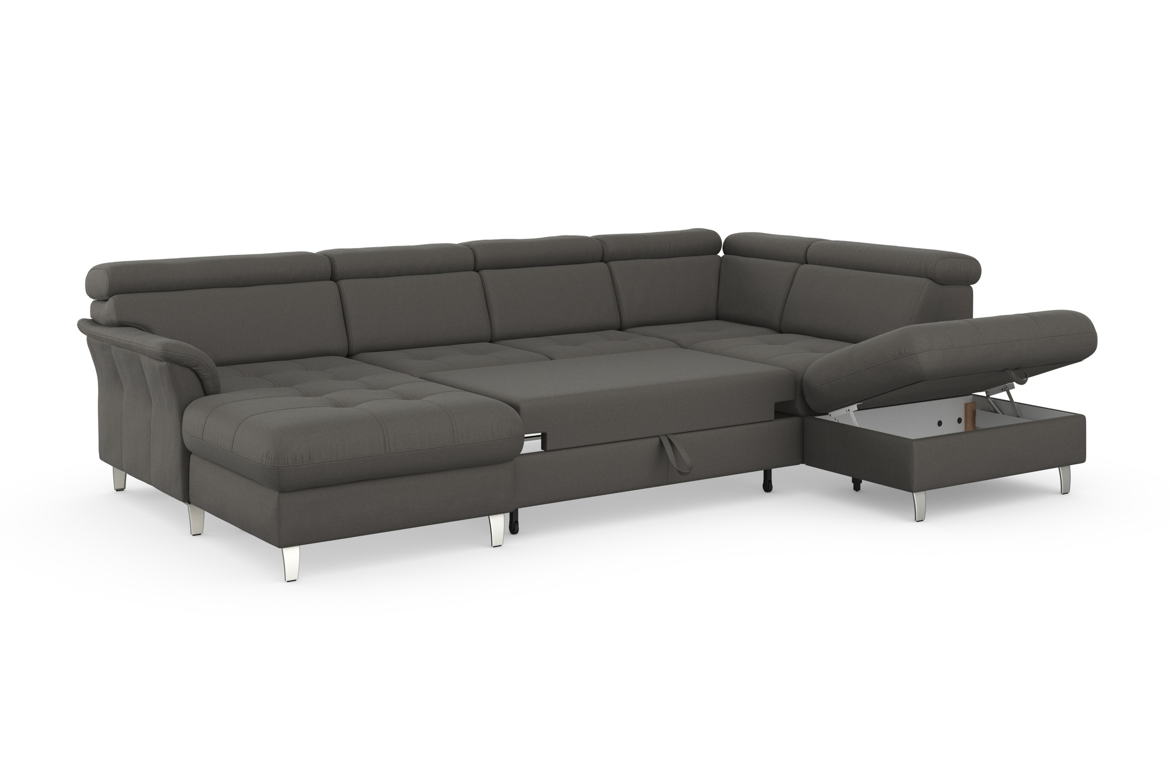 sit&more Wohnlandschaft »Marano U-Form«, inklusive Kopfteilverstellung, wahlweise mit Bettfunktion, Bettkasten