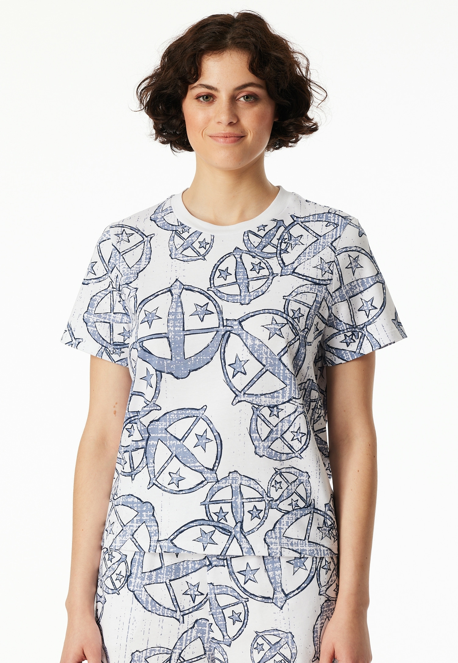 Image of Schiesser T-Shirt "Schiesser 150 Years" Allover-Druck, Baumwolle, Loose Fit