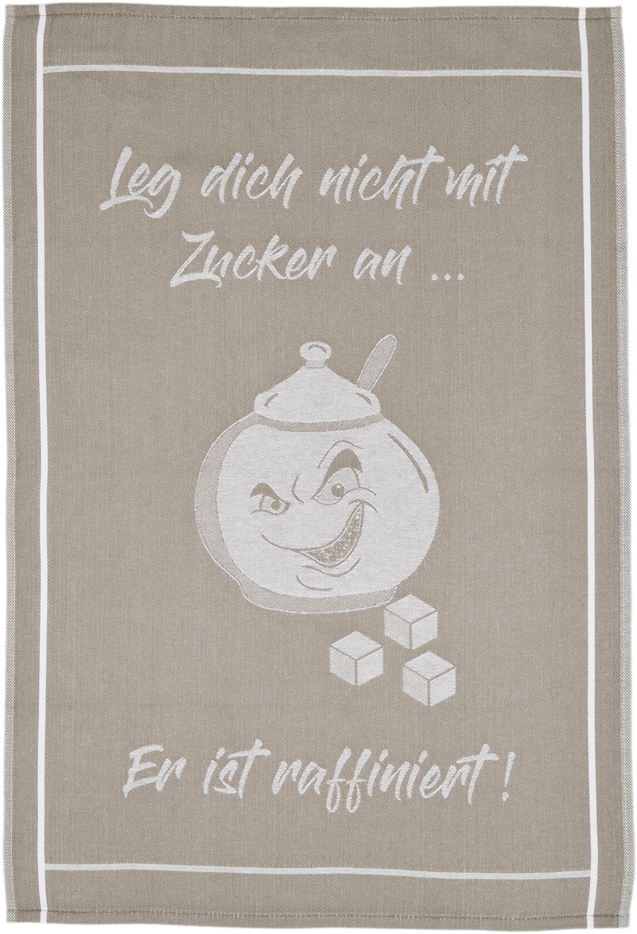 ROSS Chiffon à vaisselle »Leg dich nicht mit Zucker an, er ist raffiniert« Serviette à imprimer, 100% coton