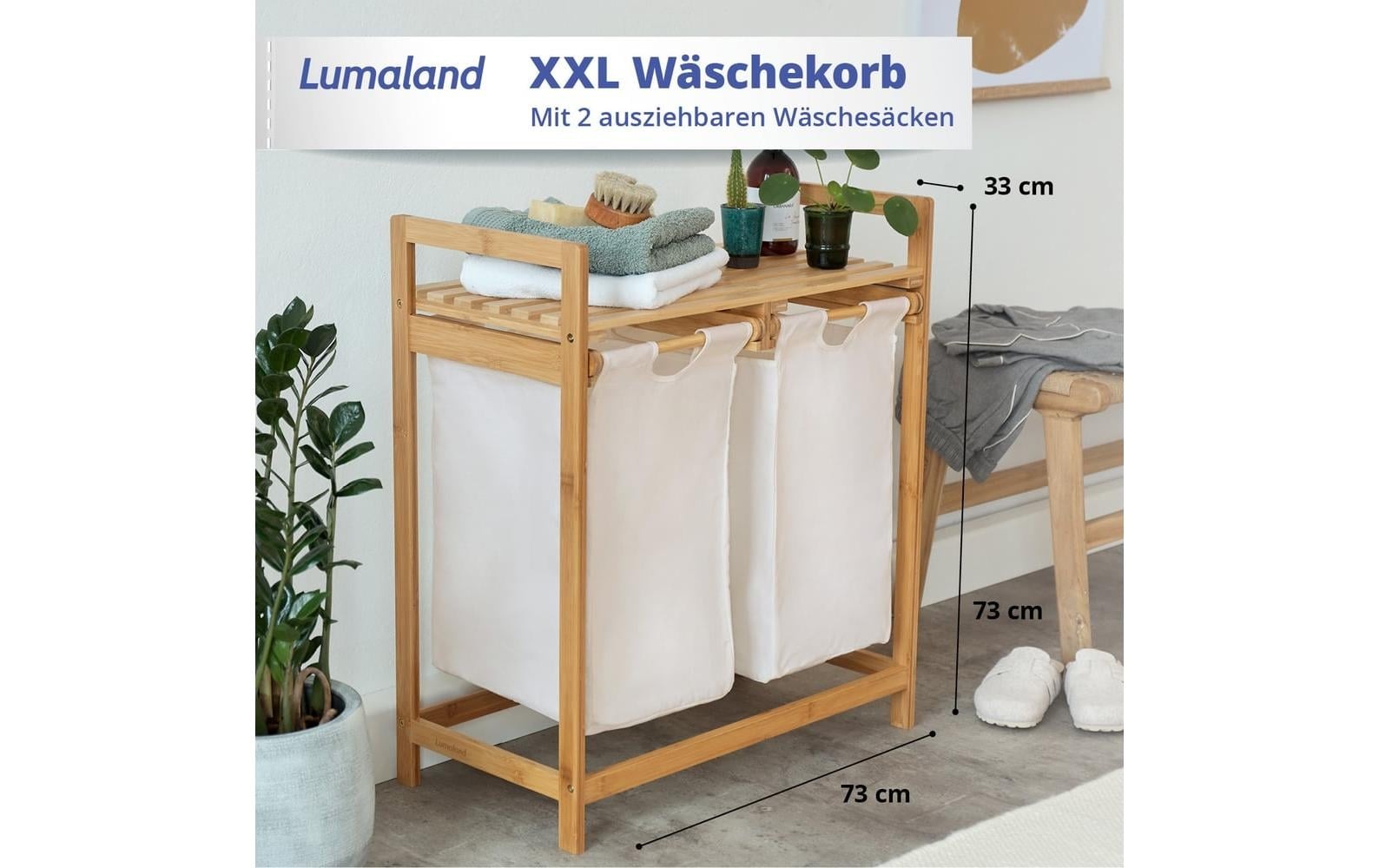 Lumaland Panier à linge »Bambus 60 l«