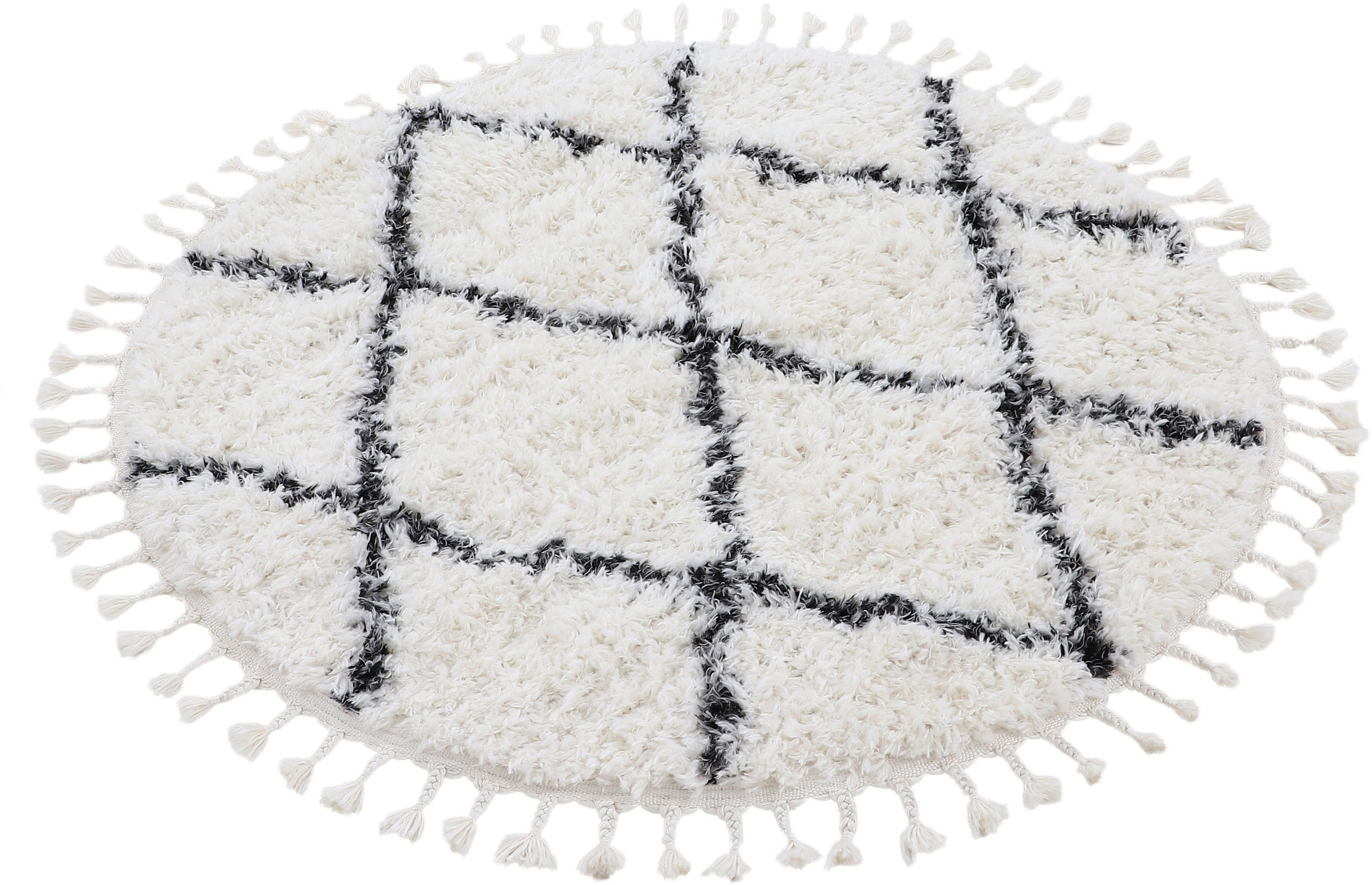 carpetfine Hochflor-Teppich »Eddy«, rund, 30 mm Höhe, Shaggy Langflor mit Fransen, starke Grössenauswahl, Wohnzimmer