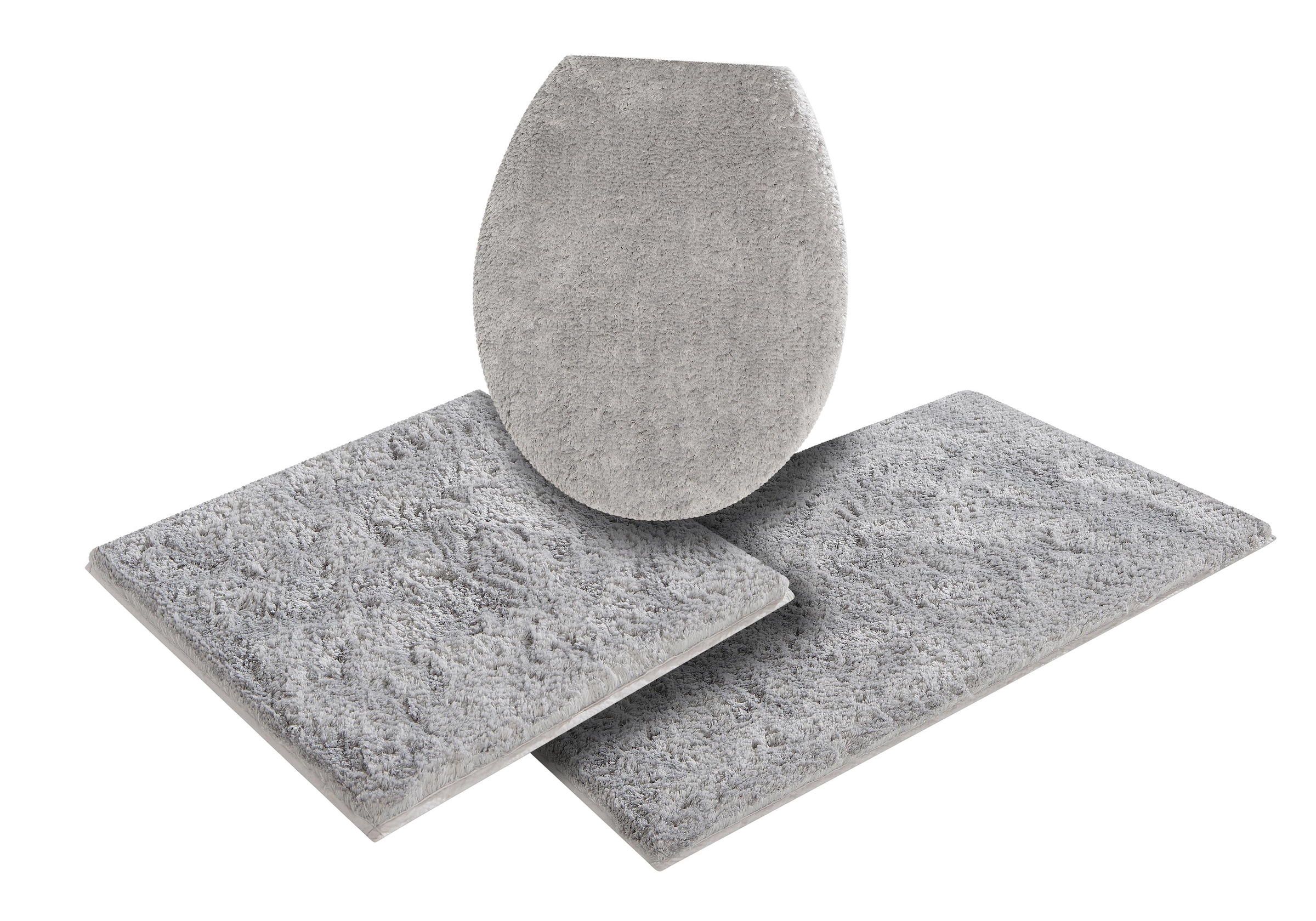 my home Badematte »Jos, Badvorleger, Badezimmer Teppich«, rutschhemmend beschichtet, fussbodenheizungsgeeignet-schnell trocknend, Badematten in Pastell-Farben, Badteppich als 3 teiliges Set erhältlich