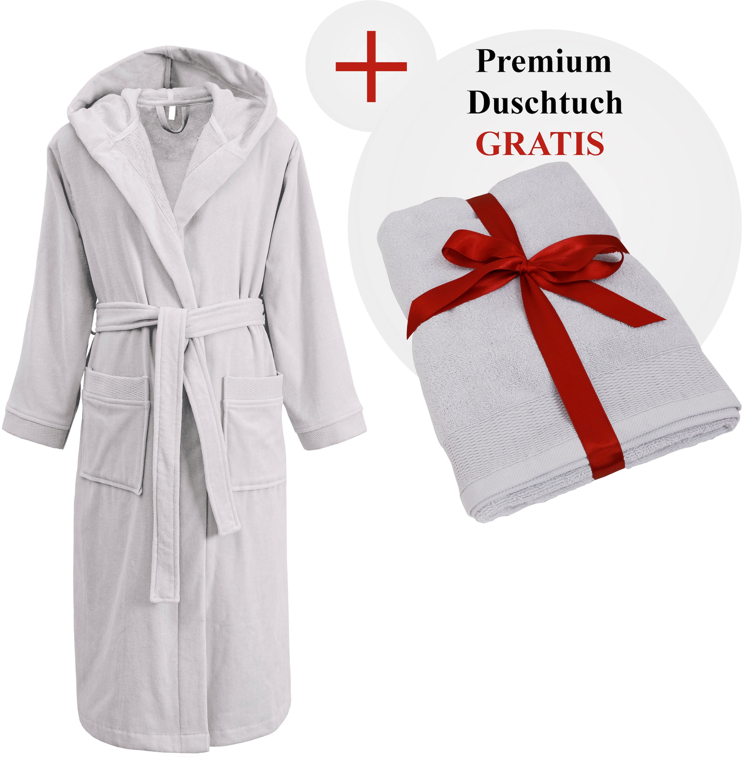 GOODproduct Unisex-Bademantel »Fenya, 330 g/m², Premium, Hotelbademantel, Morgenmantel,  Sauna & Spa« 1 Stk. Reissverschlusstaschen, weich mit GRATIS-Zugabe: 1x Duschtuch 70x140 cm