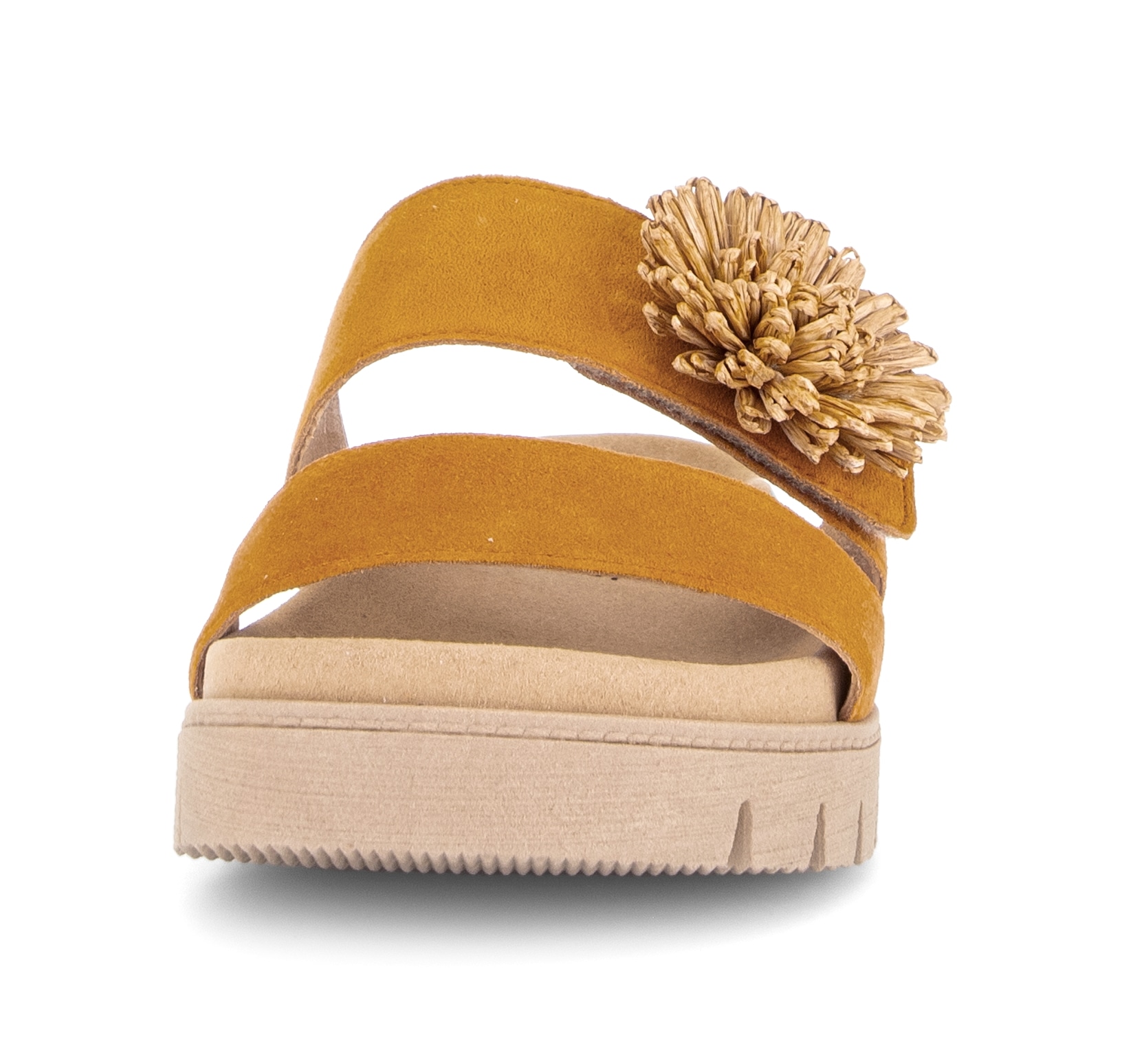Gabor Pantolette  Plateau, Sommerschuh, Schlupfschuh mit Bast-Zierblüte